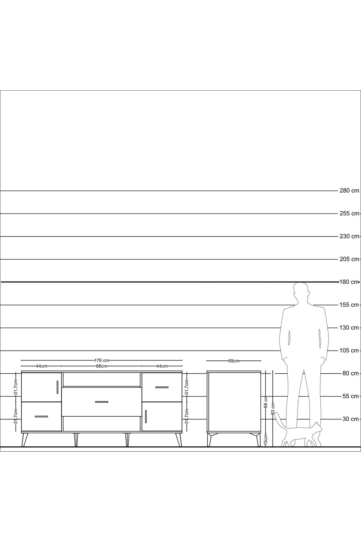 Kronos Konsol 2 Raflı 3 Çekmeceli 2 Kapaklı 176x59x83 - S610M020V25C