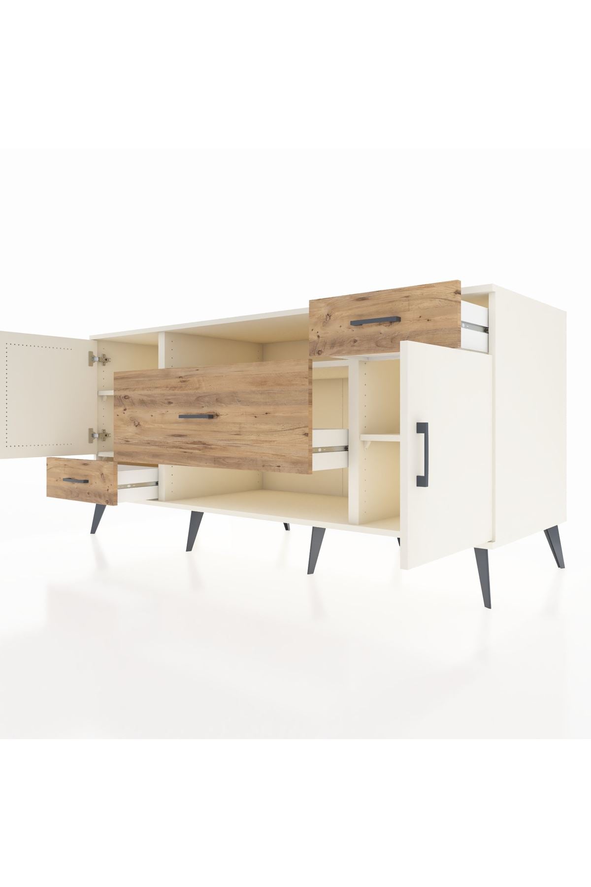 Kronos Konsol 4 Raflı 3 Çekmeceli 2 Kapaklı 176x59x83 - S610M022V06C