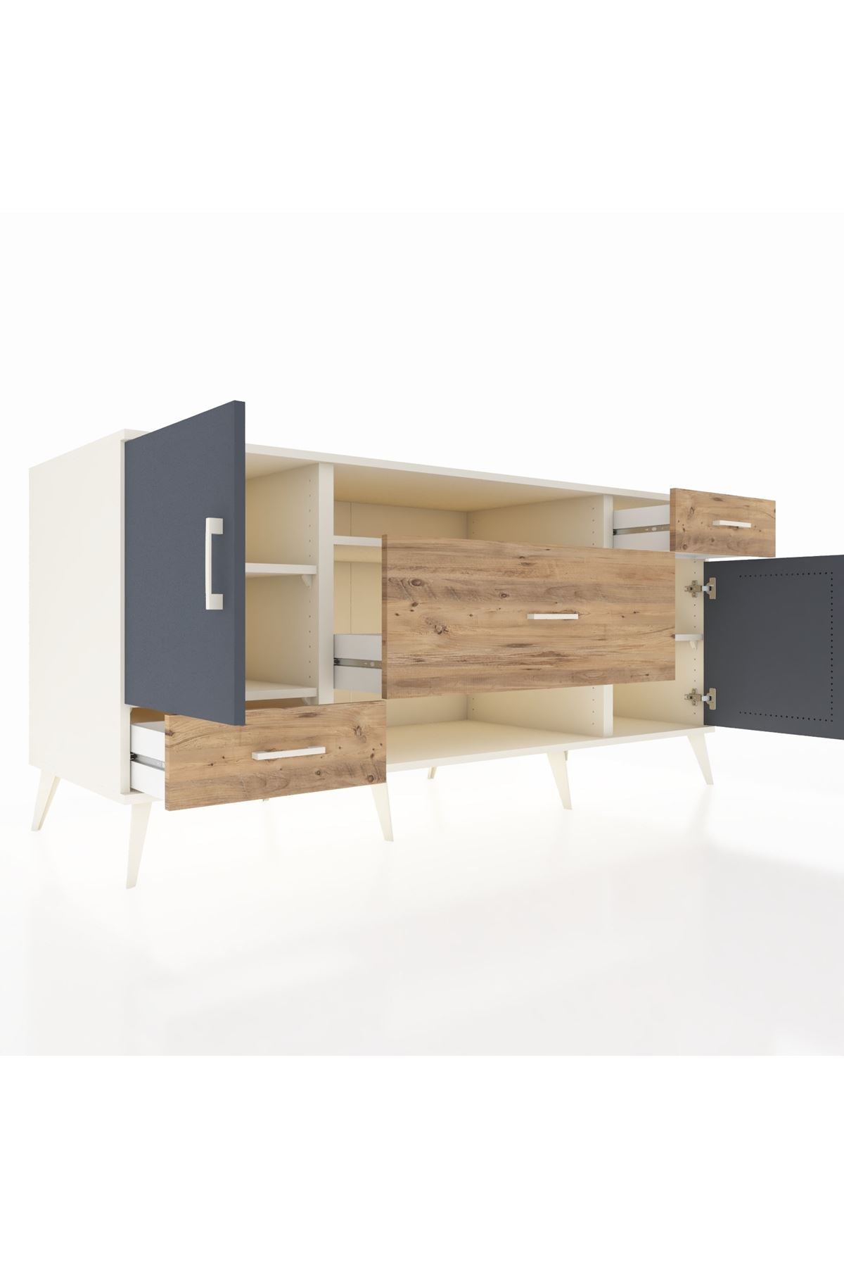 Kronos Konsol 4 Raflı 3 Çekmeceli 2 Kapaklı 176x59x83 - S610M022V09C