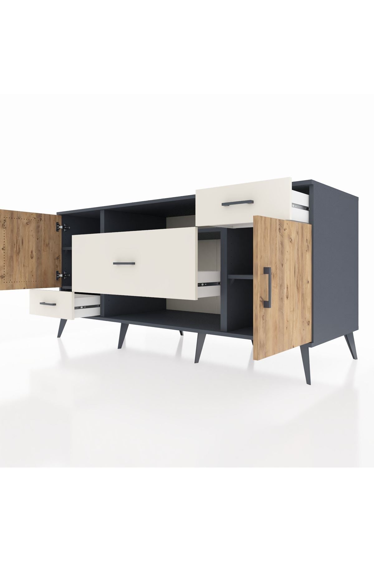 Kronos Konsol 4 Raflı 3 Çekmeceli 2 Kapaklı 176x59x83 - S610M022V10C