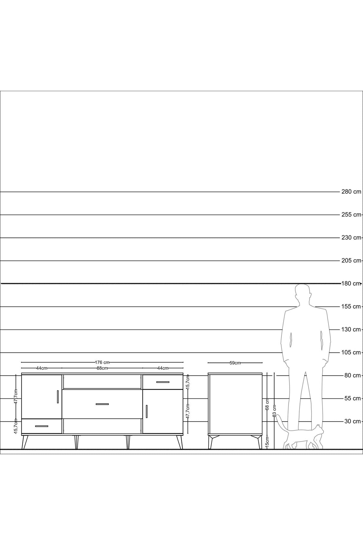 Kronos Konsol 4 Raflı 3 Çekmeceli 2 Kapaklı 176x59x83 - S610M022V18C
