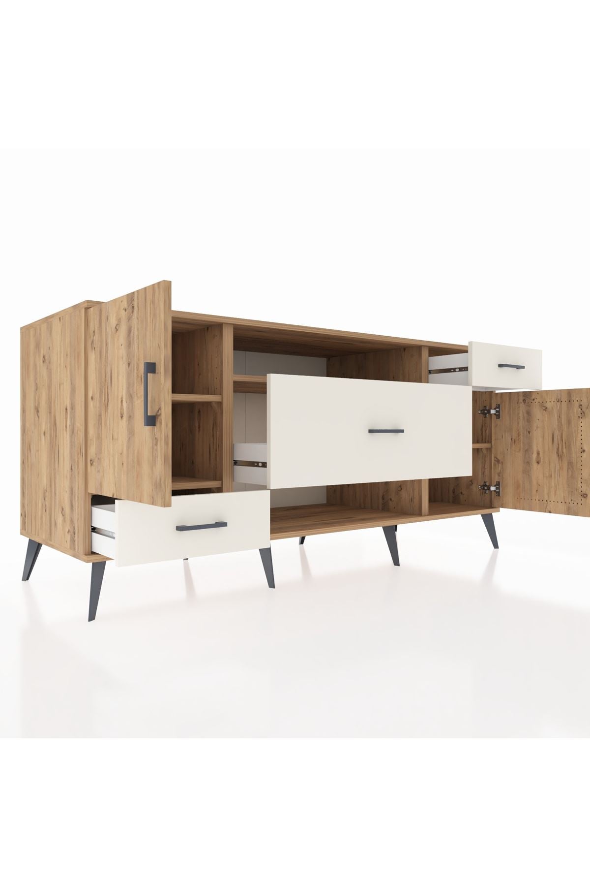 Kronos Konsol 4 Raflı 3 Çekmeceli 2 Kapaklı 176x59x83 - S610M022V19C