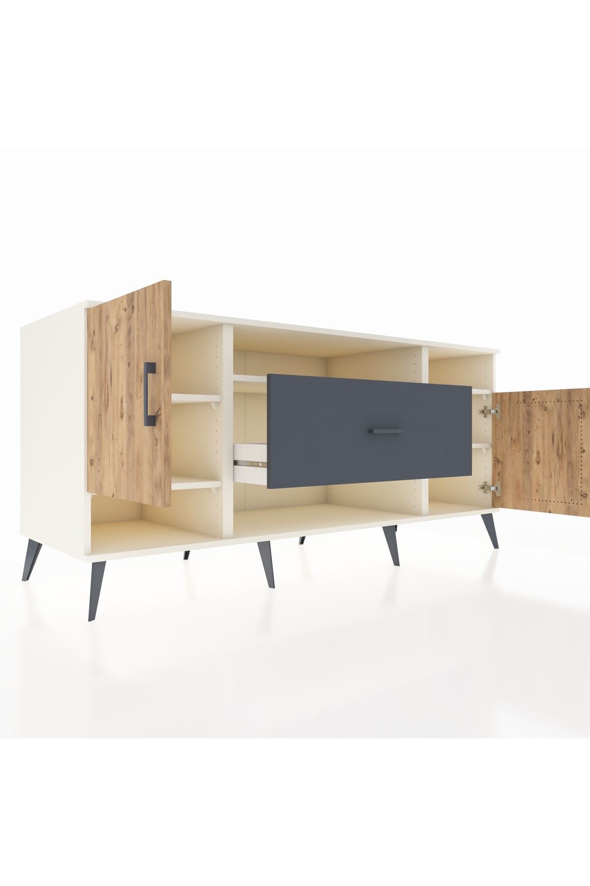 Kronos Konsol 5 Raflı Tek Çekmeceli 2 Kapaklı 176x59x83 - S610M023V02C