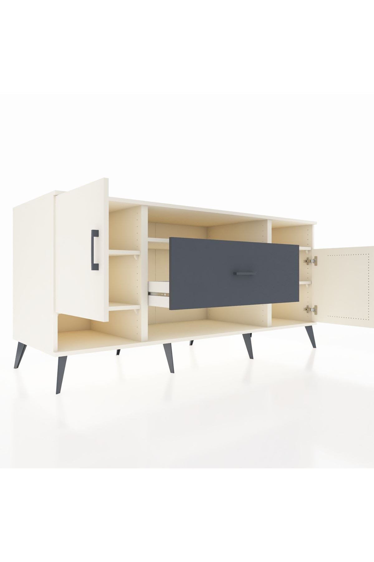 Kronos Konsol 5 Raflı Tek Çekmeceli 2 Kapaklı 176x59x83 - S610M023V05C