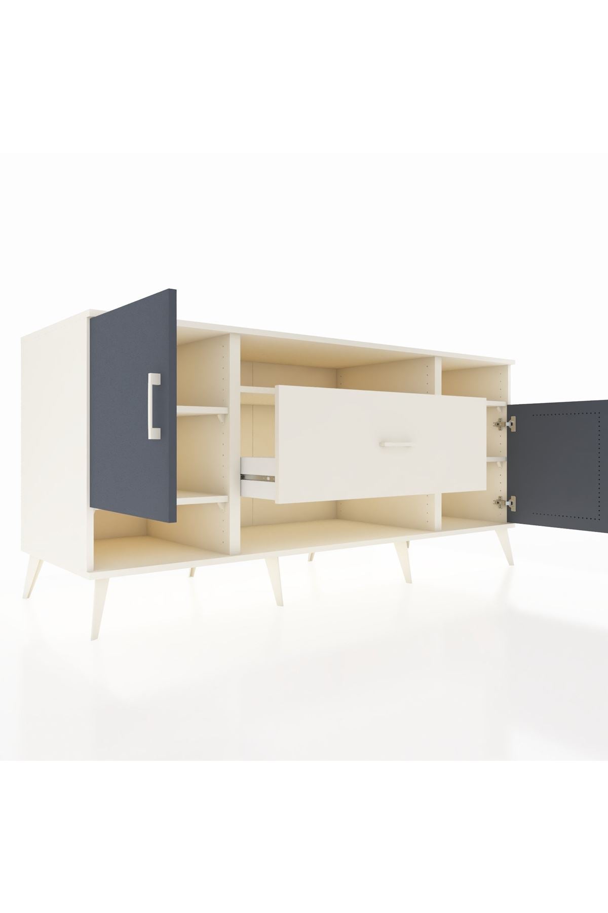 Kronos Konsol 5 Raflı Tek Çekmeceli 2 Kapaklı 176x59x83 - S610M023V07C