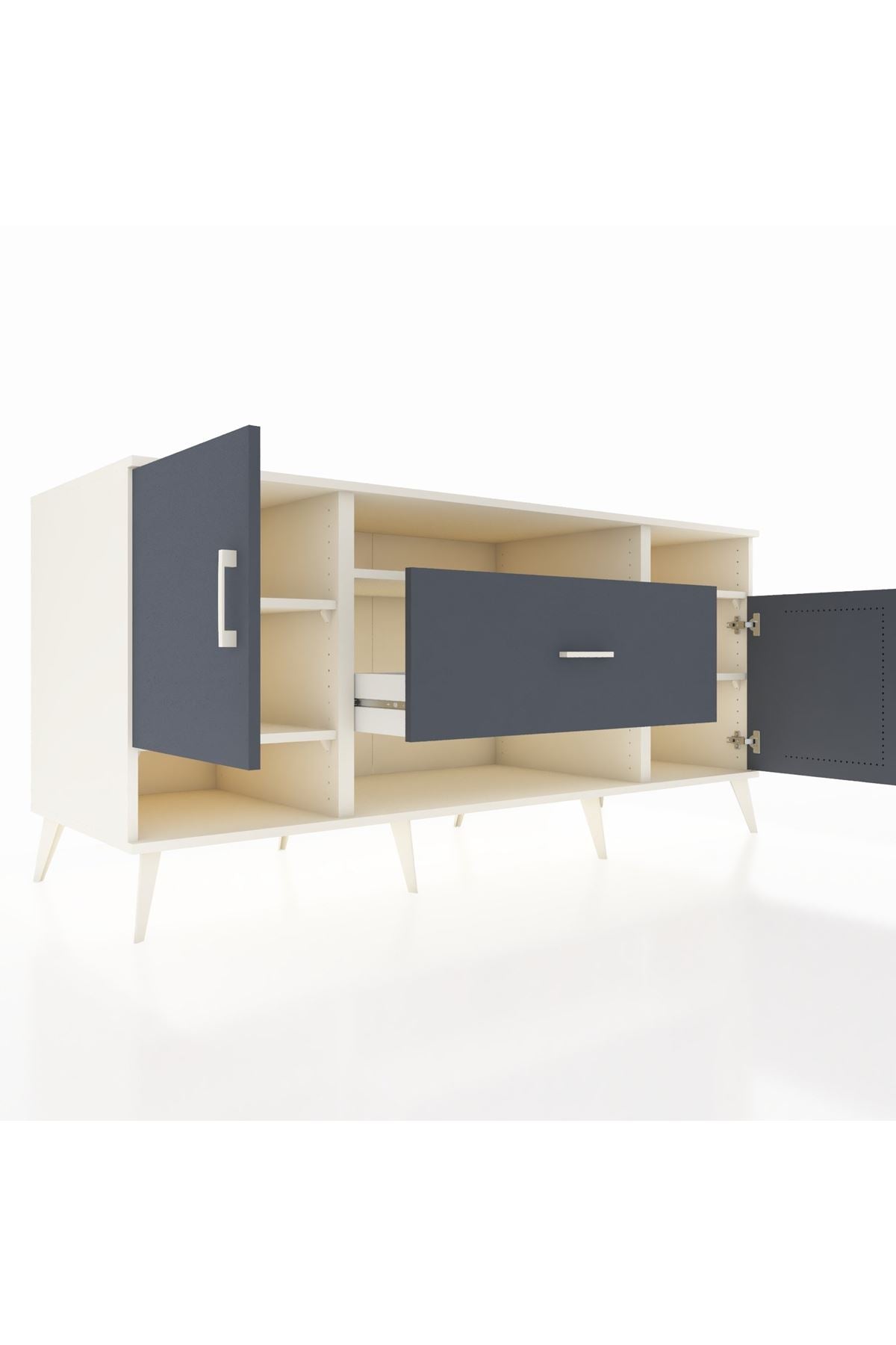 Kronos Konsol 5 Raflı Tek Çekmeceli 2 Kapaklı 176x59x83 - S610M023V08C