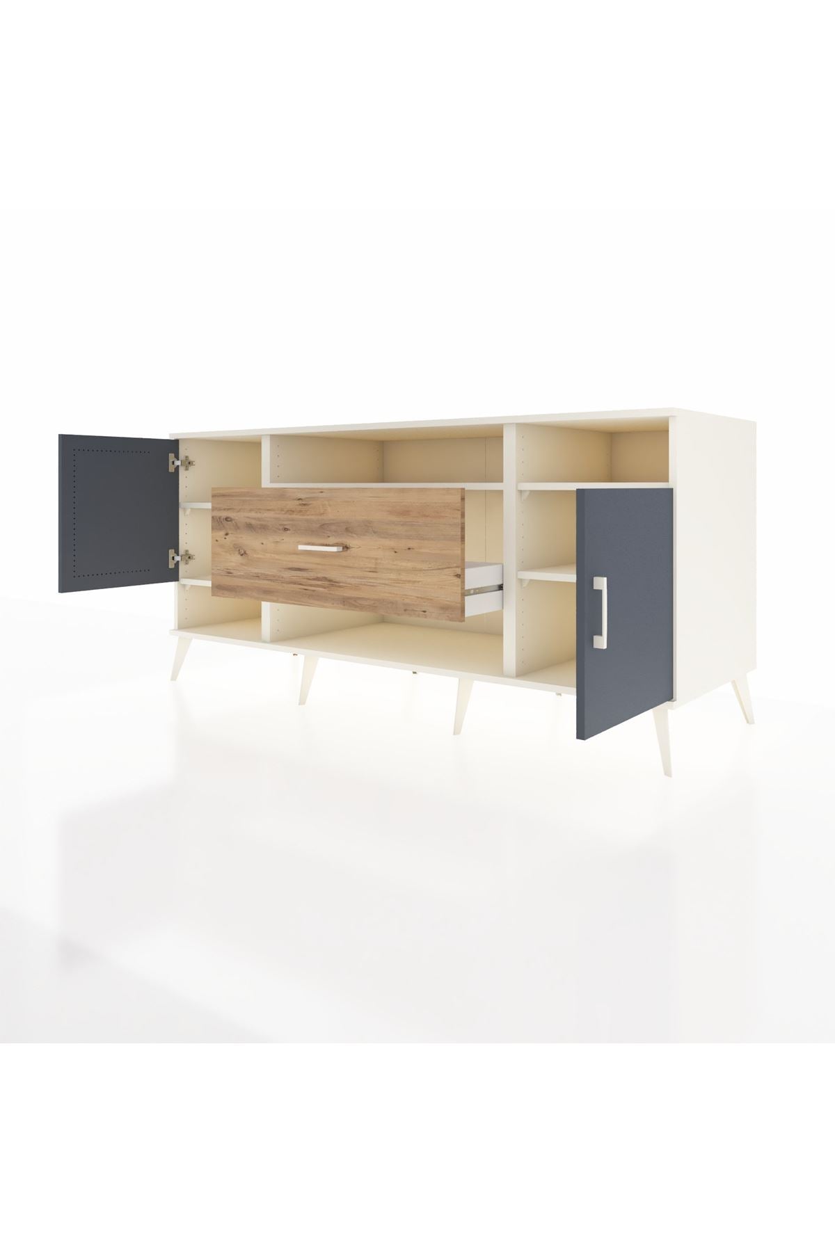 Kronos Konsol 5 Raflı Tek Çekmeceli 2 Kapaklı 176x59x83 - S610M023V09C