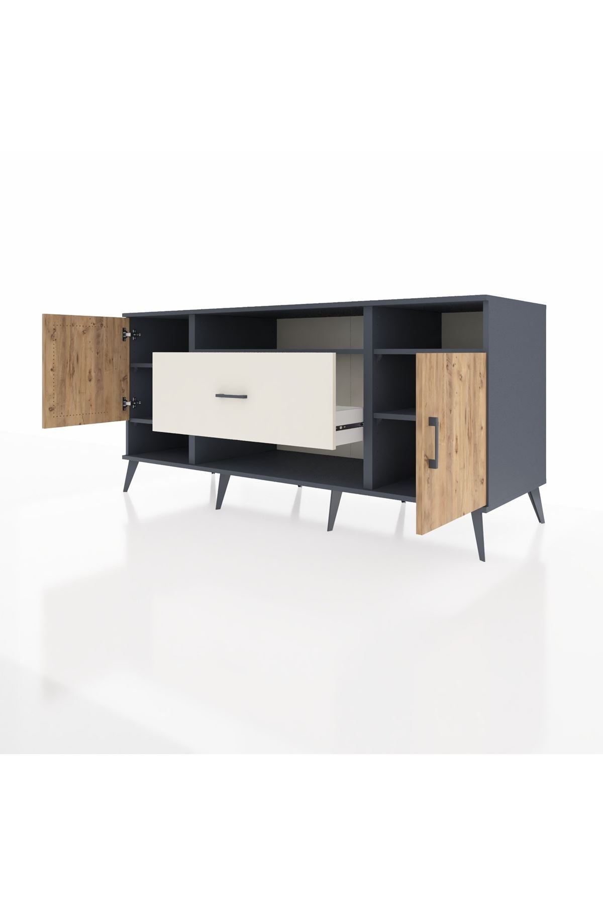 Kronos Konsol 5 Raflı Tek Çekmeceli 2 Kapaklı 176x59x83 - S610M023V10C