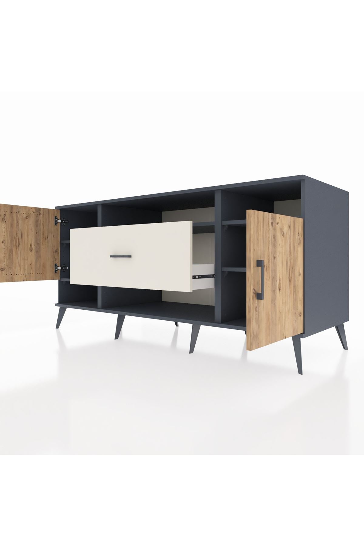 Kronos Konsol 5 Raflı Tek Çekmeceli 2 Kapaklı 176x59x83 - S610M023V10C