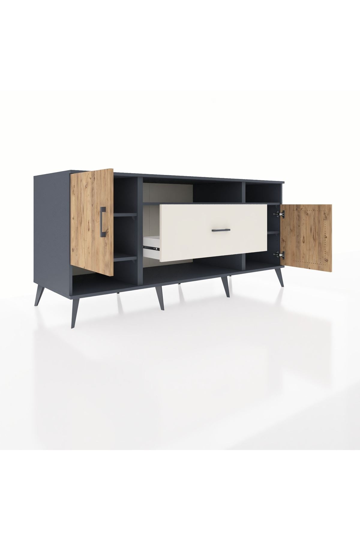 Kronos Konsol 5 Raflı Tek Çekmeceli 2 Kapaklı 176x59x83 - S610M023V10C