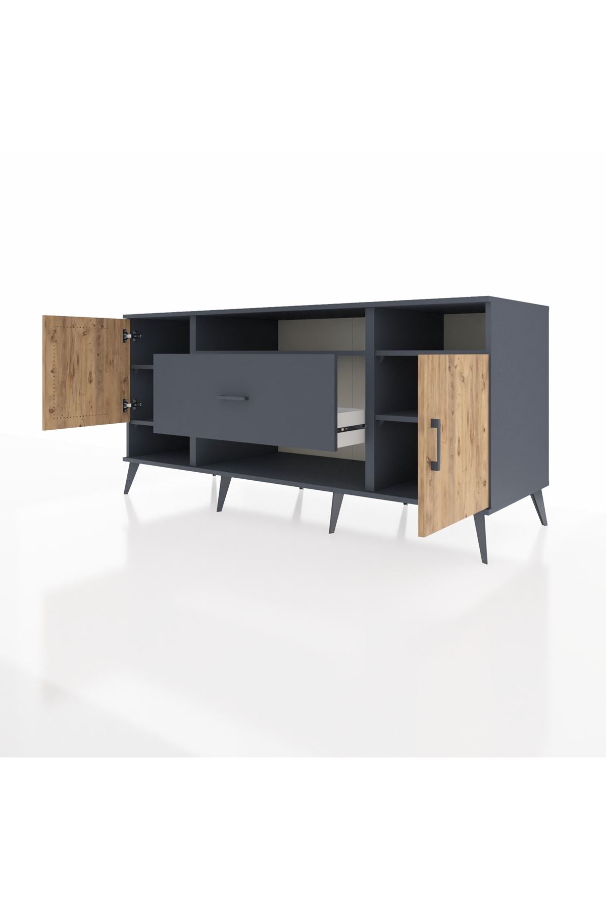 Kronos Konsol 5 Raflı Tek Çekmeceli 2 Kapaklı 176x59x83 - S610M023V11C