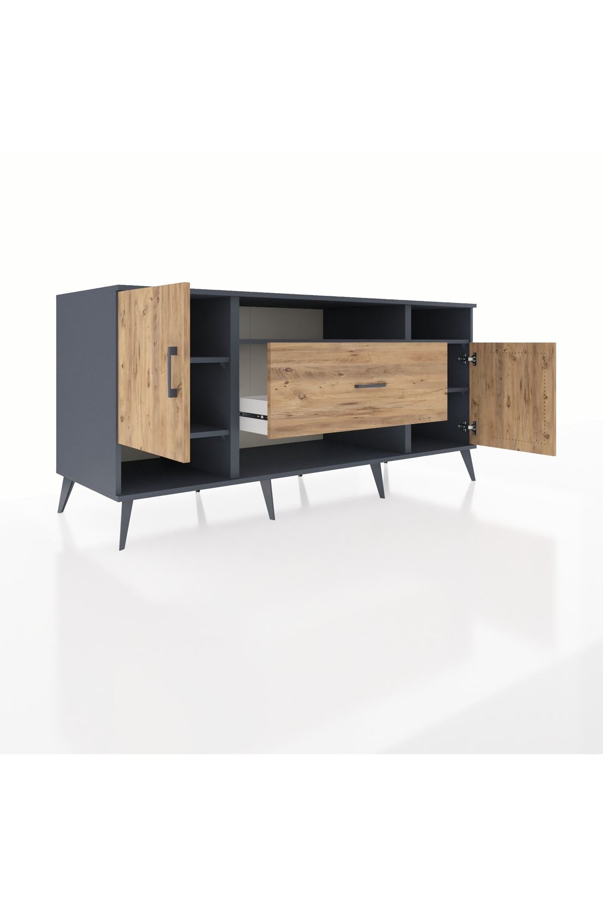 Kronos Konsol 5 Raflı Tek Çekmeceli 2 Kapaklı 176x59x83 - S610M023V12C