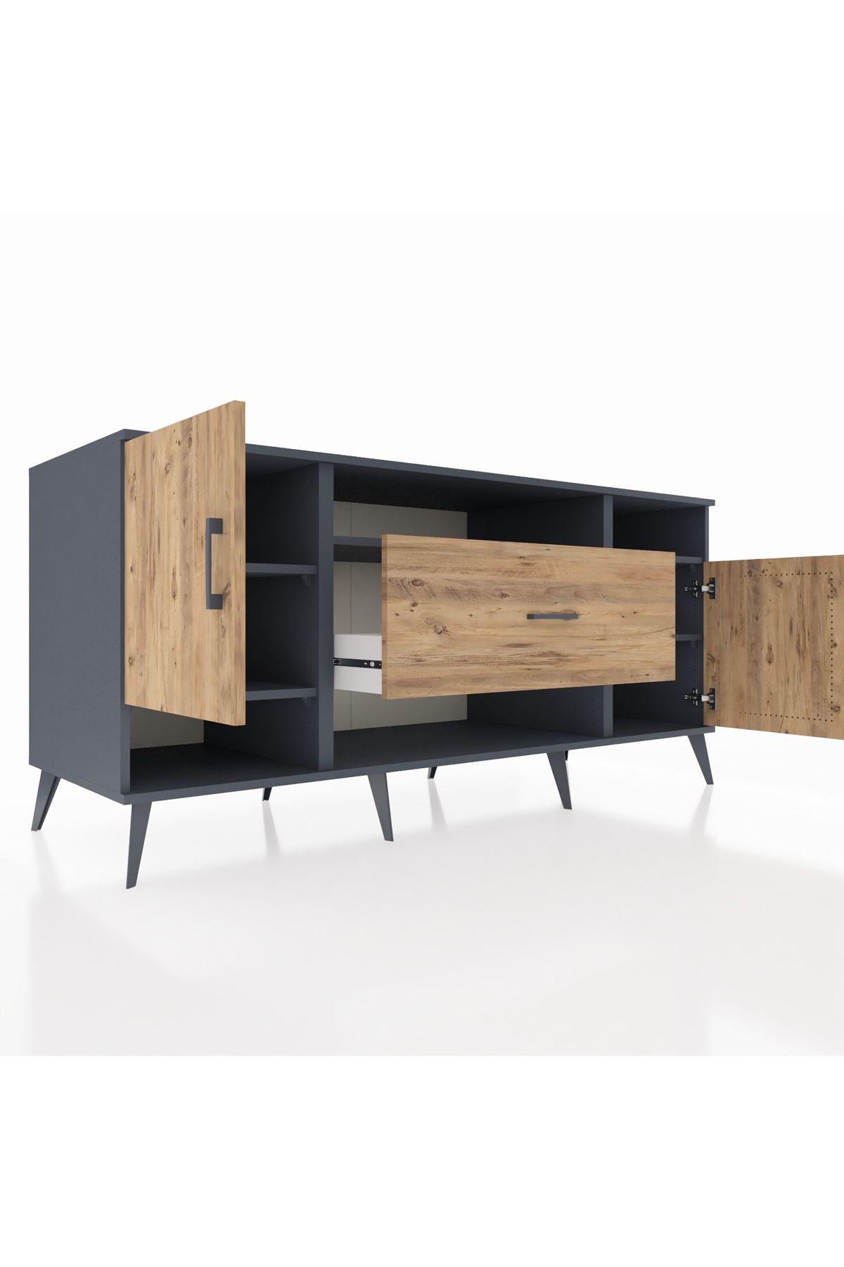 Kronos Konsol 5 Raflı Tek Çekmeceli 2 Kapaklı 176x59x83 - S610M023V12C