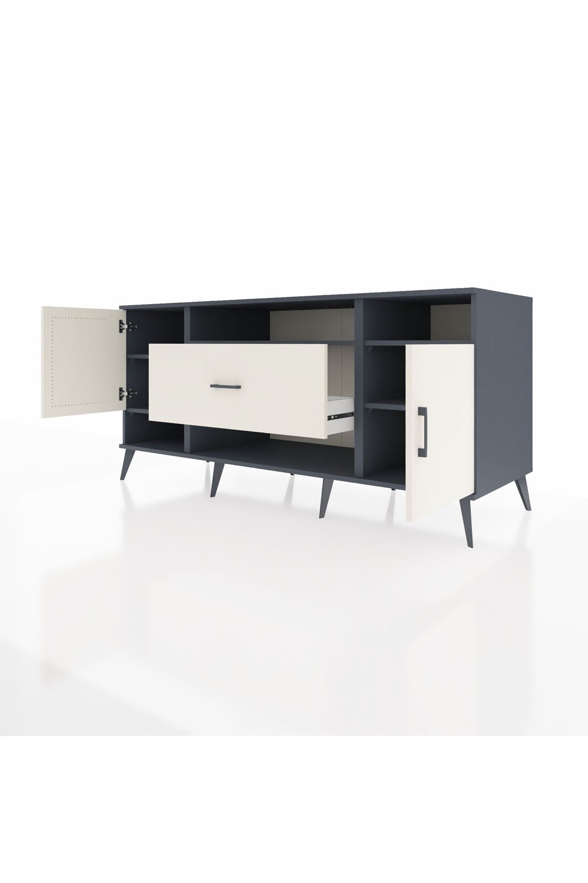 Kronos Konsol 5 Raflı Tek Çekmeceli 2 Kapaklı 176x59x83 - S610M023V13C