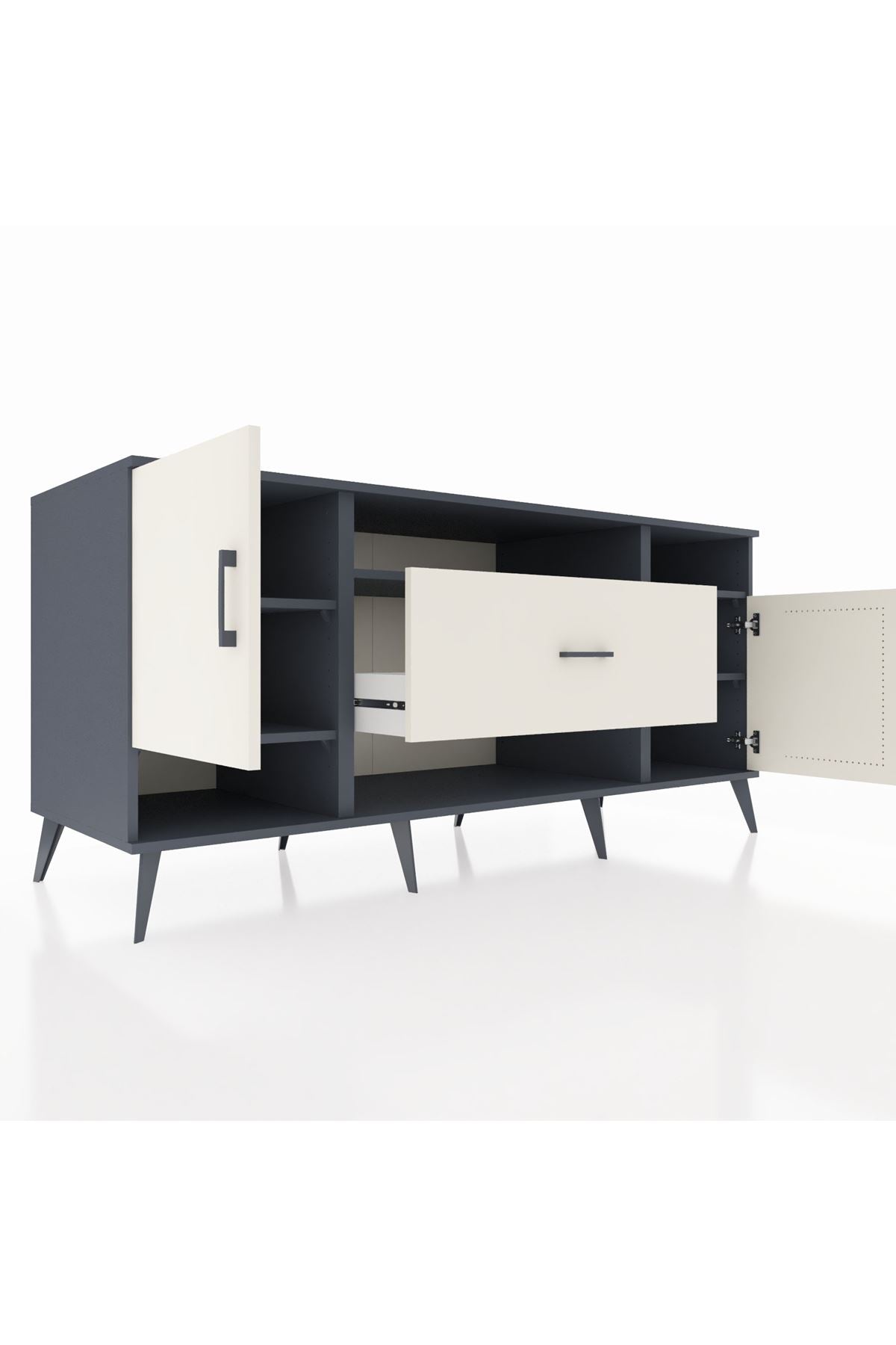 Kronos Konsol 5 Raflı Tek Çekmeceli 2 Kapaklı 176x59x83 - S610M023V13C