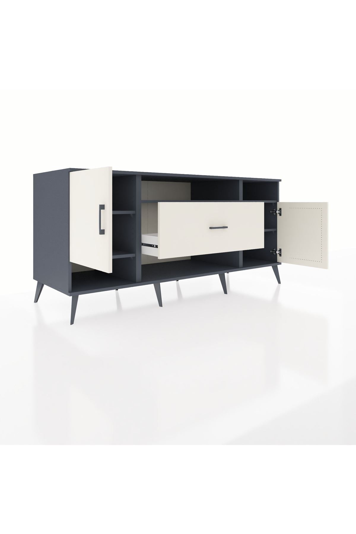 Kronos Konsol 5 Raflı Tek Çekmeceli 2 Kapaklı 176x59x83 - S610M023V13C