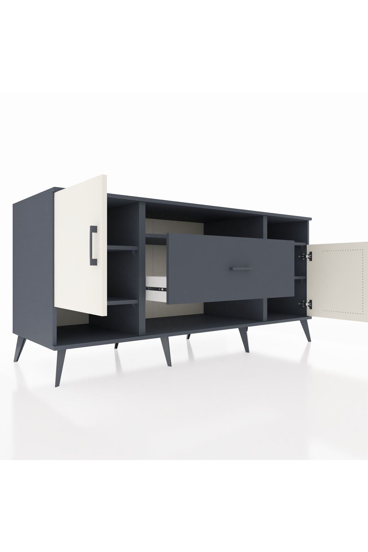 Kronos Konsol 5 Raflı Tek Çekmeceli 2 Kapaklı 176x59x83 - S610M023V14C