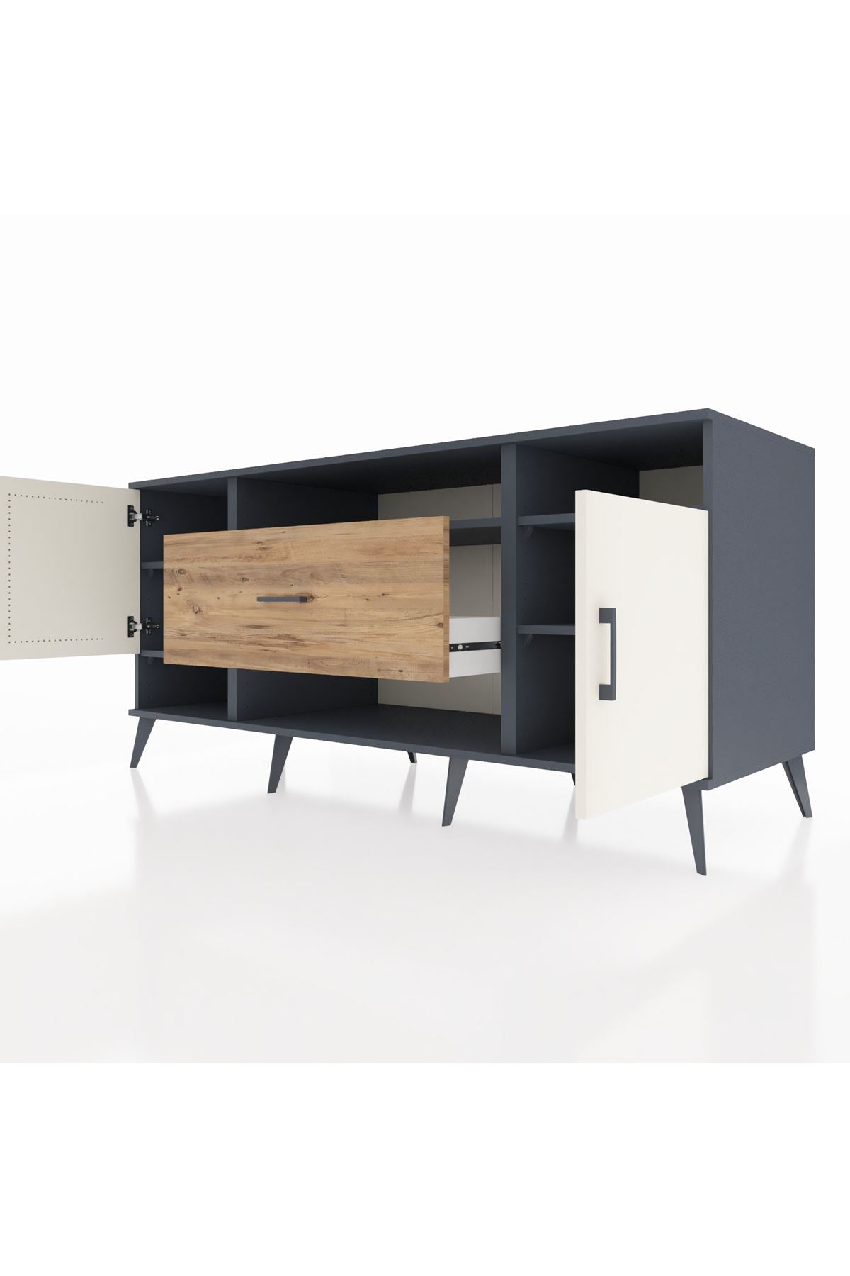 Kronos Konsol 5 Raflı Tek Çekmeceli 2 Kapaklı 176x59x83 - S610M023V15C