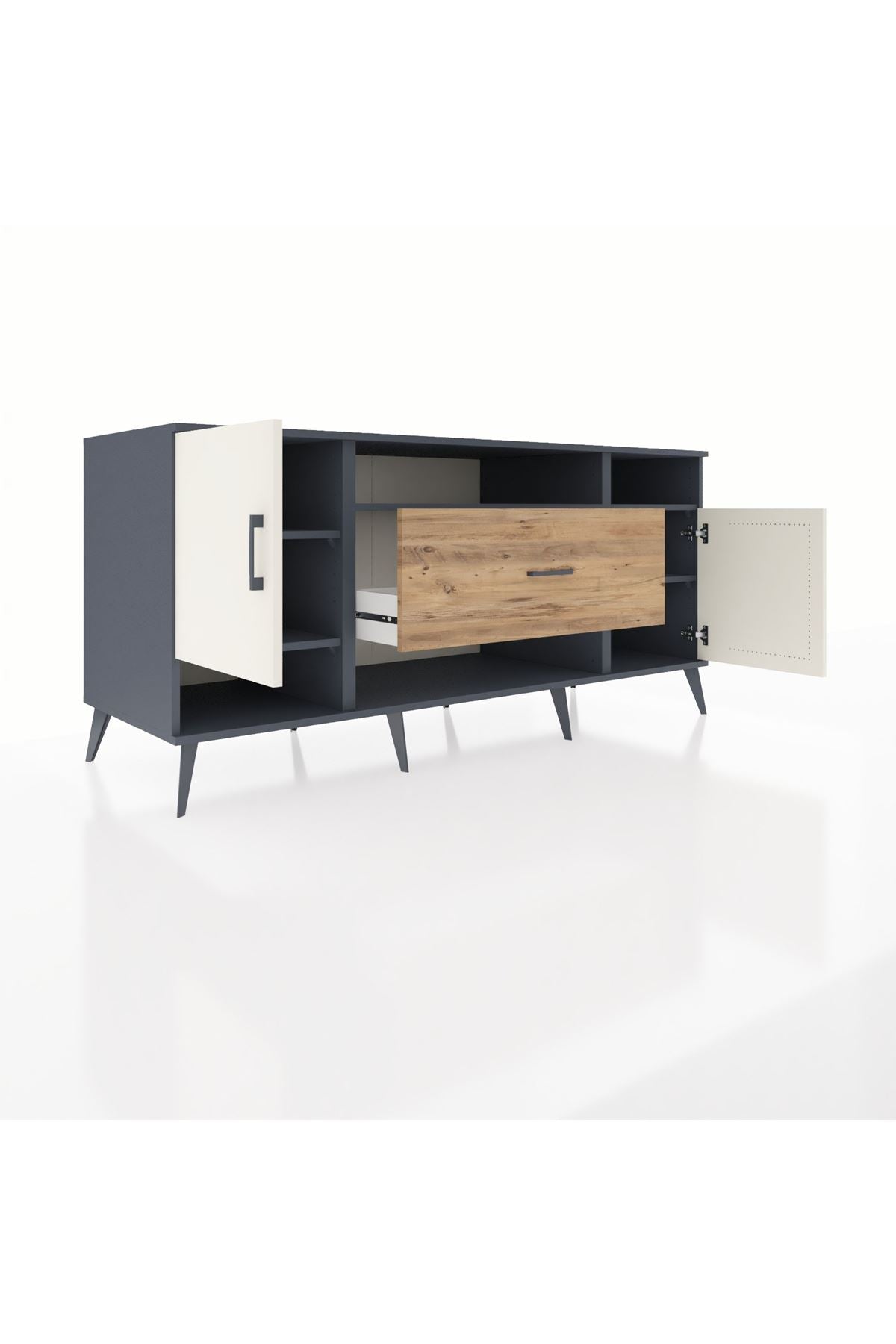 Kronos Konsol 5 Raflı Tek Çekmeceli 2 Kapaklı 176x59x83 - S610M023V15C