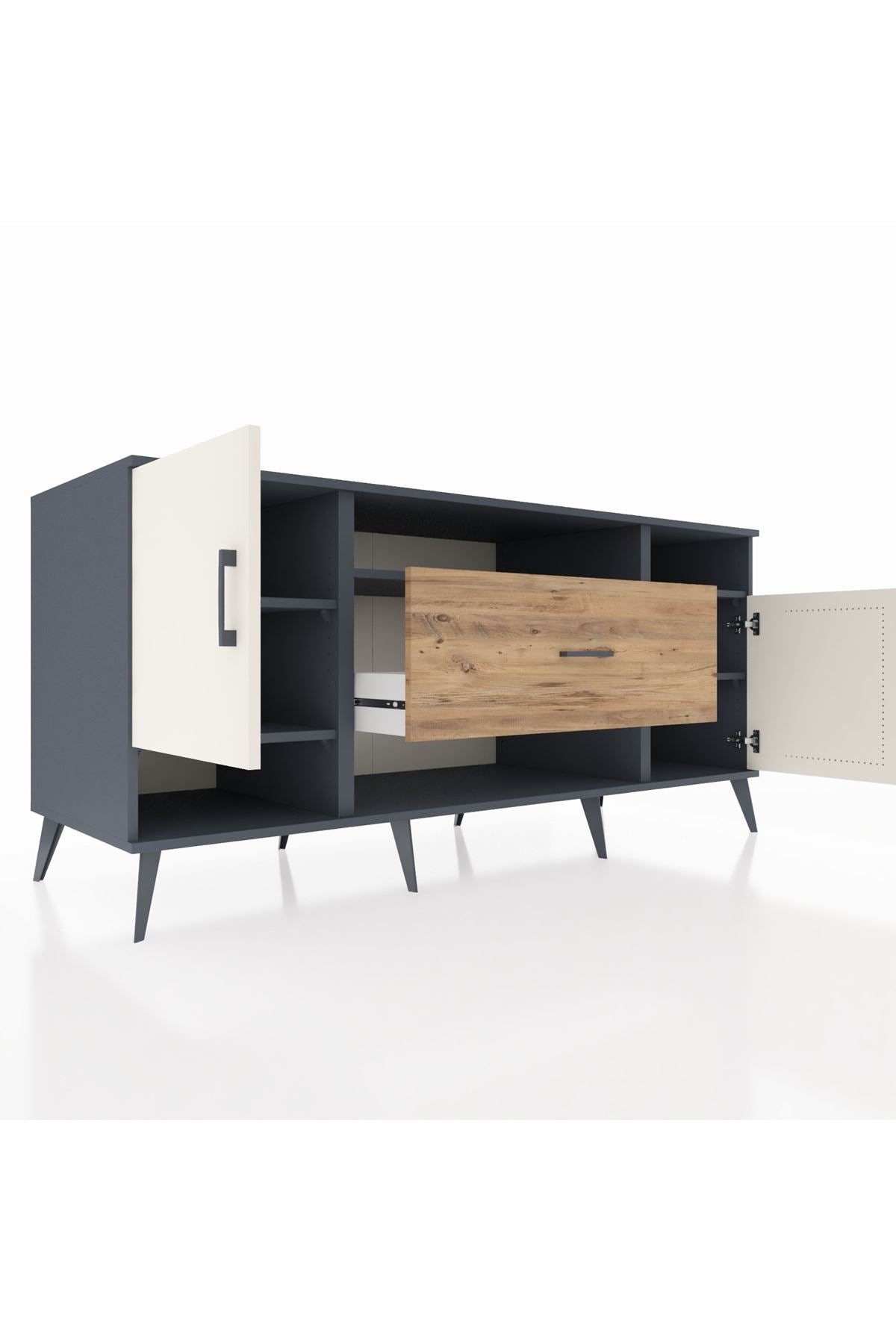 Kronos Konsol 5 Raflı Tek Çekmeceli 2 Kapaklı 176x59x83 - S610M023V15C