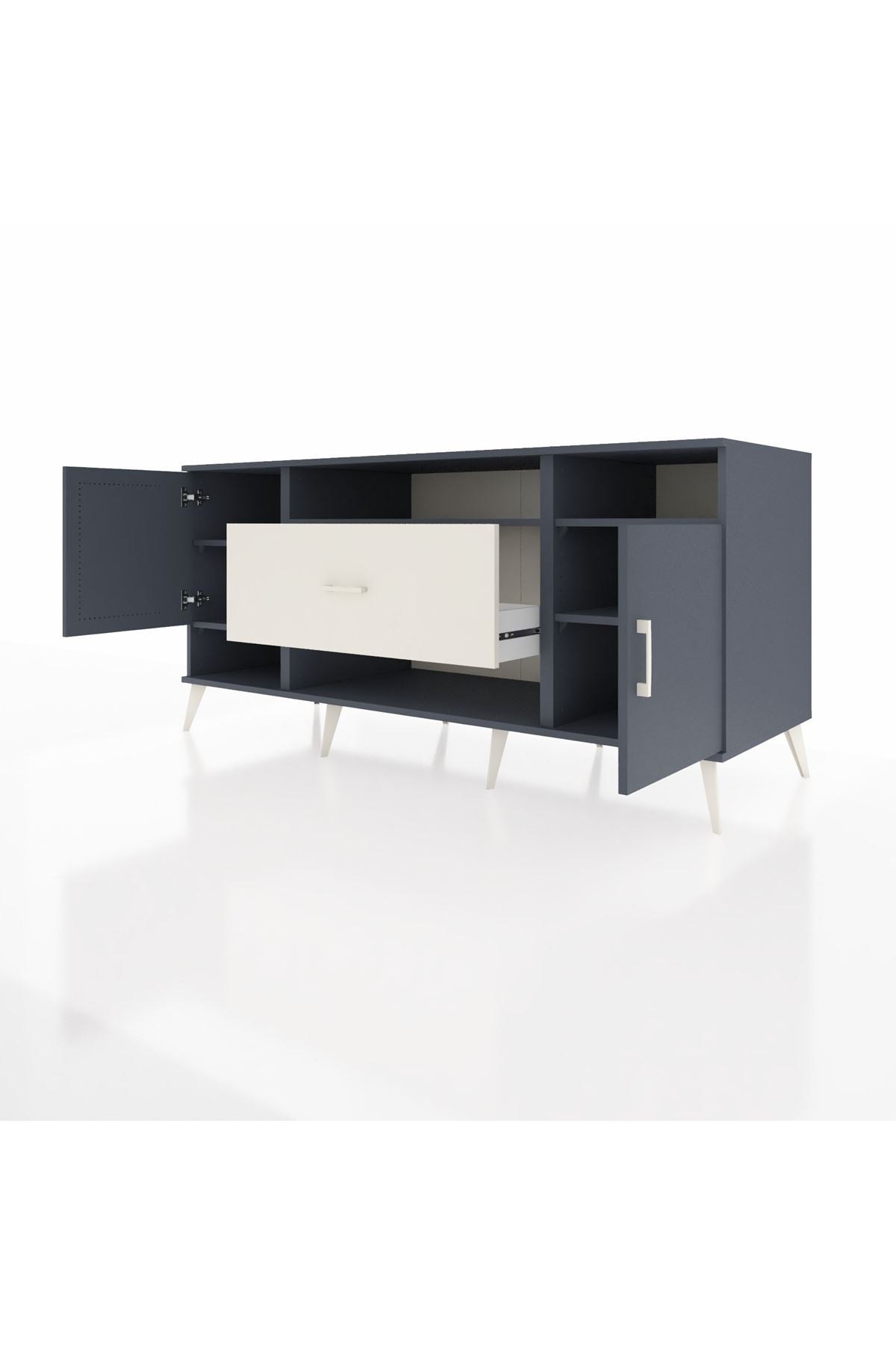 Kronos Konsol 5 Raflı Tek Çekmeceli 2 Kapaklı 176x59x83 - S610M023V16C