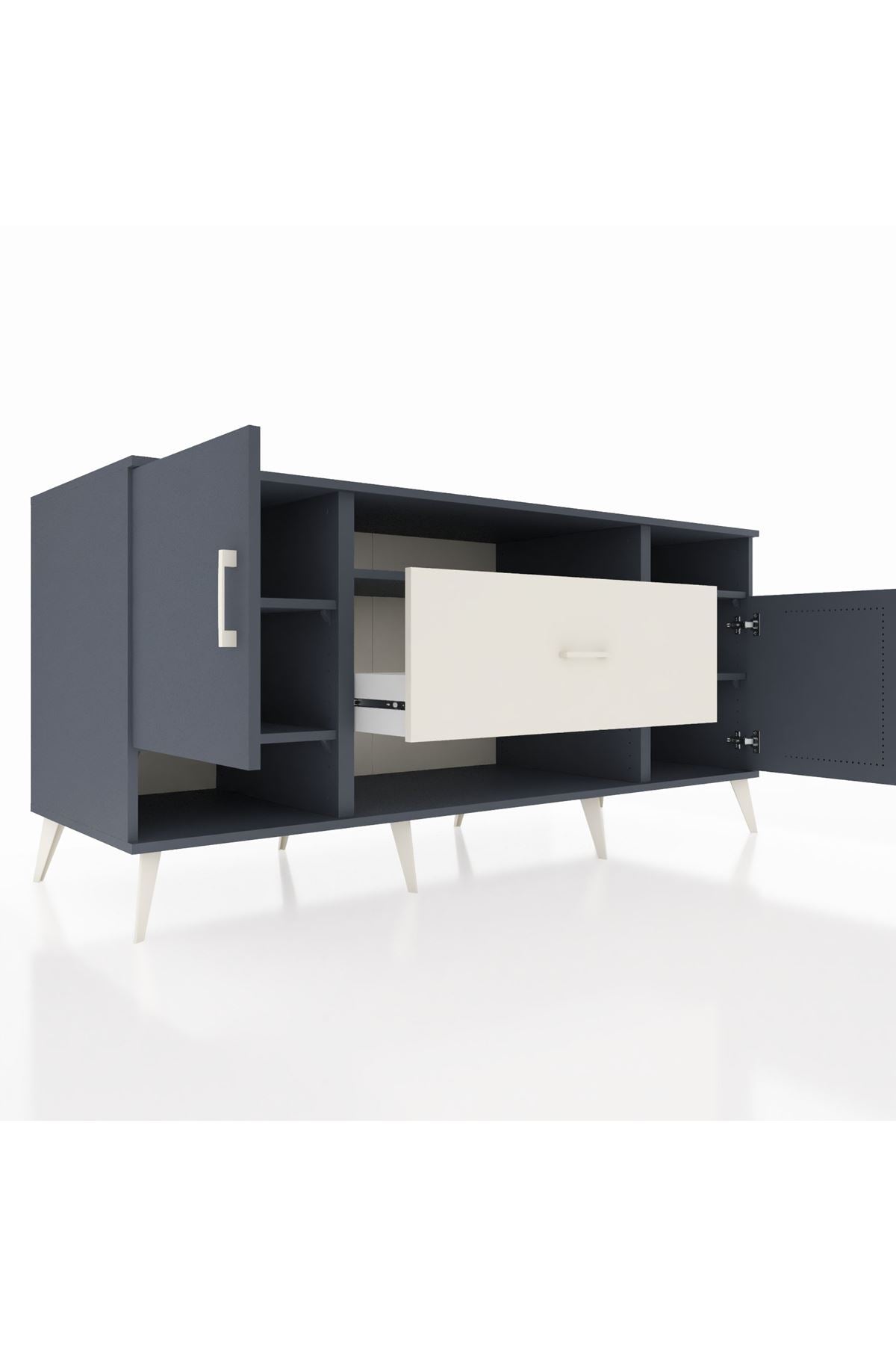 Kronos Konsol 5 Raflı Tek Çekmeceli 2 Kapaklı 176x59x83 - S610M023V16C