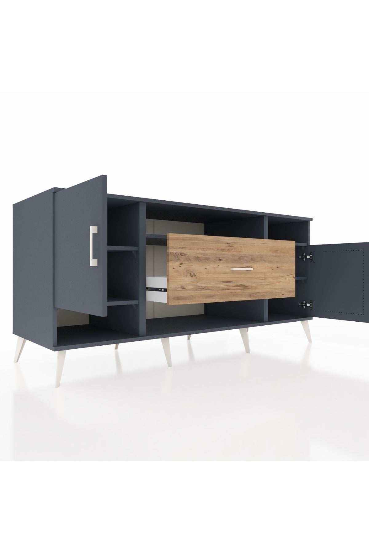 Kronos Konsol 5 Raflı Tek Çekmeceli 2 Kapaklı 176x59x83 - S610M023V18C