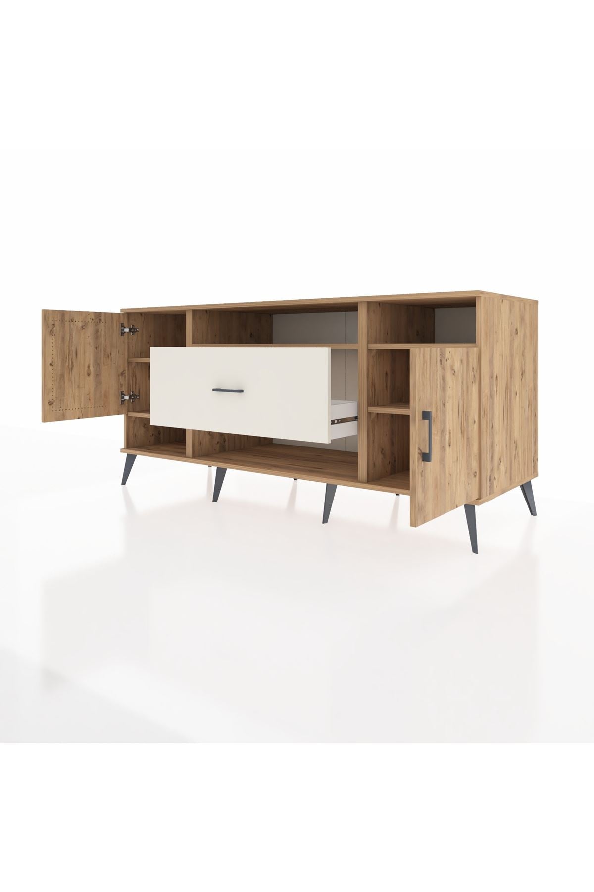 Kronos Konsol 5 Raflı Tek Çekmeceli 2 Kapaklı 176x59x83 - S610M023V19C