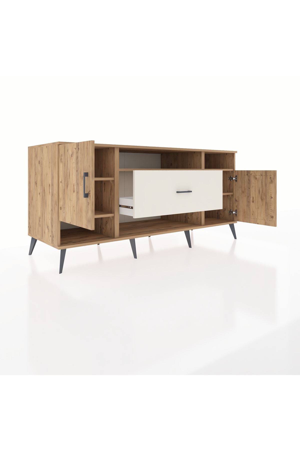 Kronos Konsol 5 Raflı Tek Çekmeceli 2 Kapaklı 176x59x83 - S610M023V19C