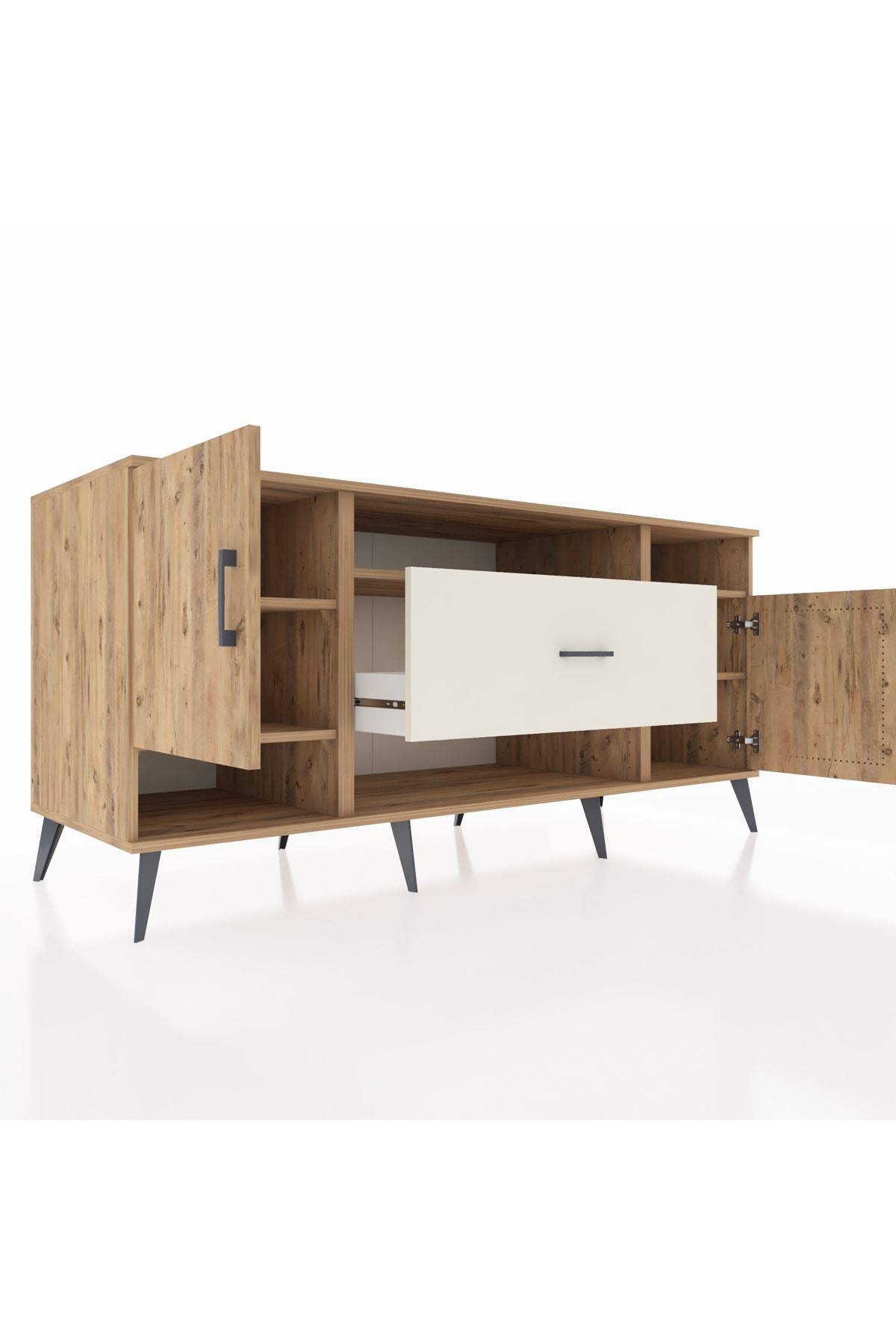 Kronos Konsol 5 Raflı Tek Çekmeceli 2 Kapaklı 176x59x83 - S610M023V19C