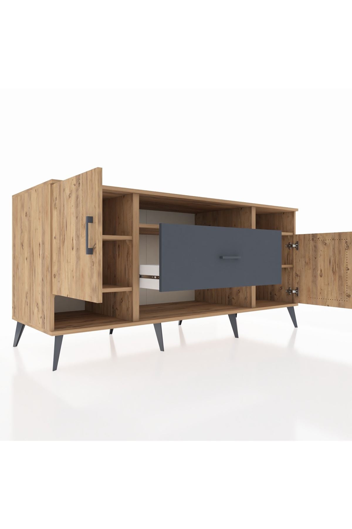 Kronos Konsol 5 Raflı Tek Çekmeceli 2 Kapaklı 176x59x83 - S610M023V20C