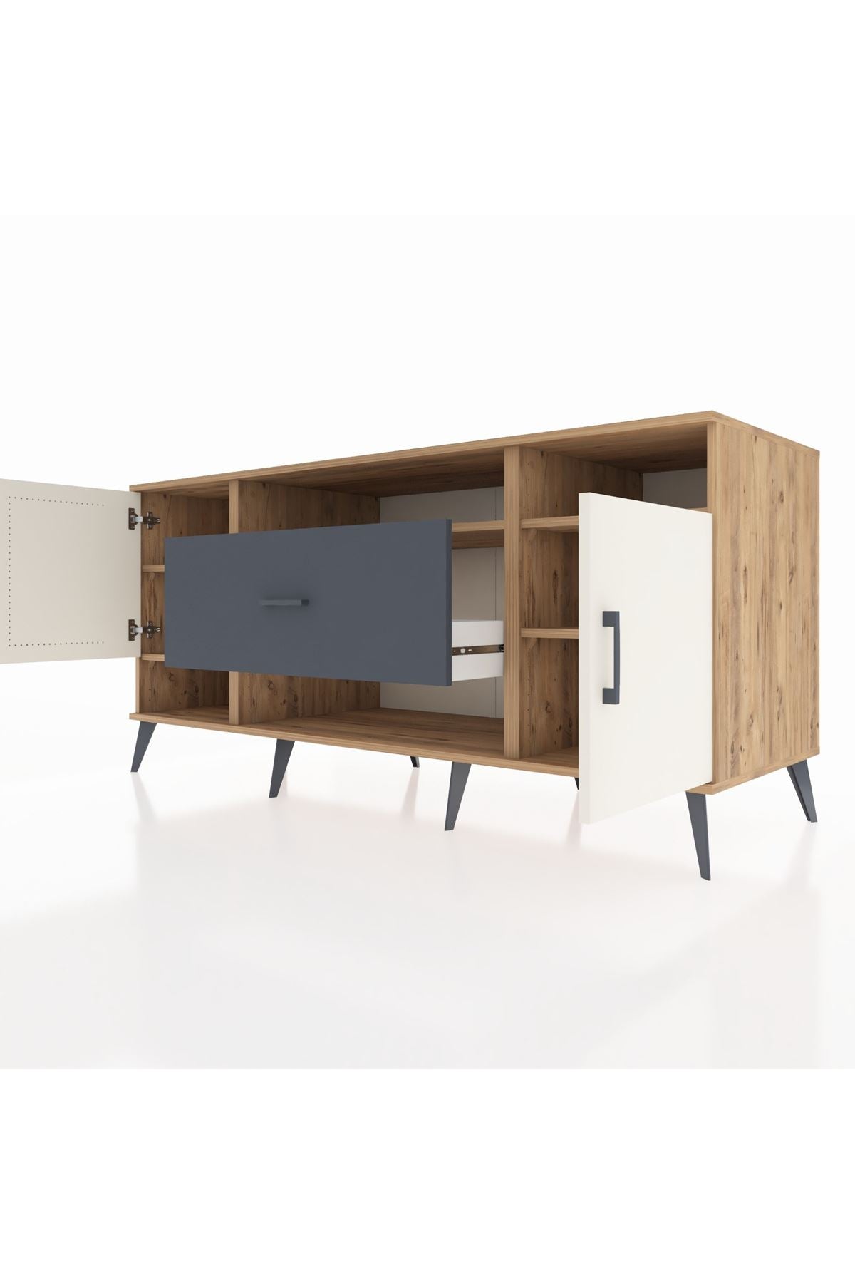 Kronos Konsol 5 Raflı Tek Çekmeceli 2 Kapaklı 176x59x83 - S610M023V23C