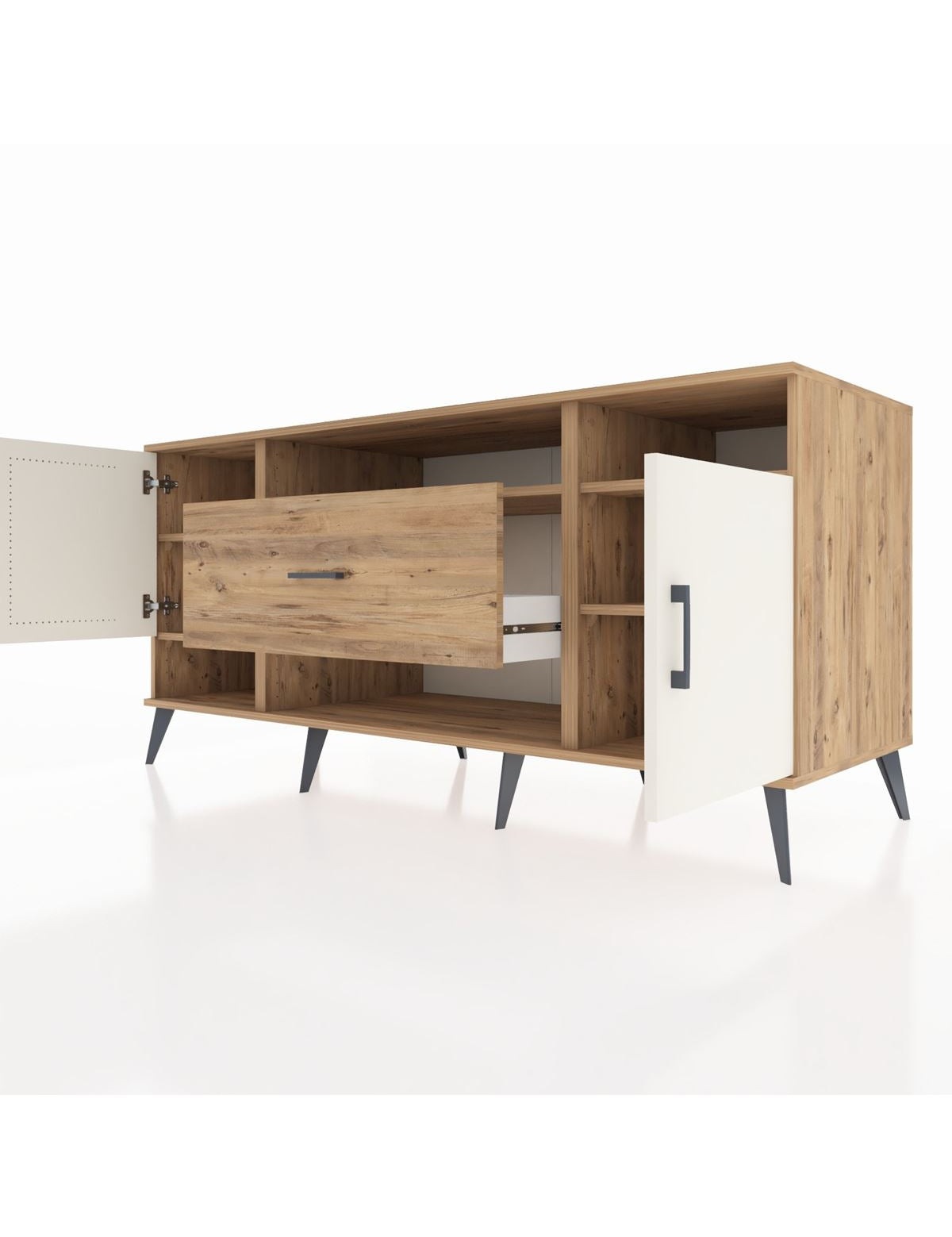 Kronos Konsol 5 Raflı Tek Çekmeceli 2 Kapaklı 176x59x83 - S610M023V24C