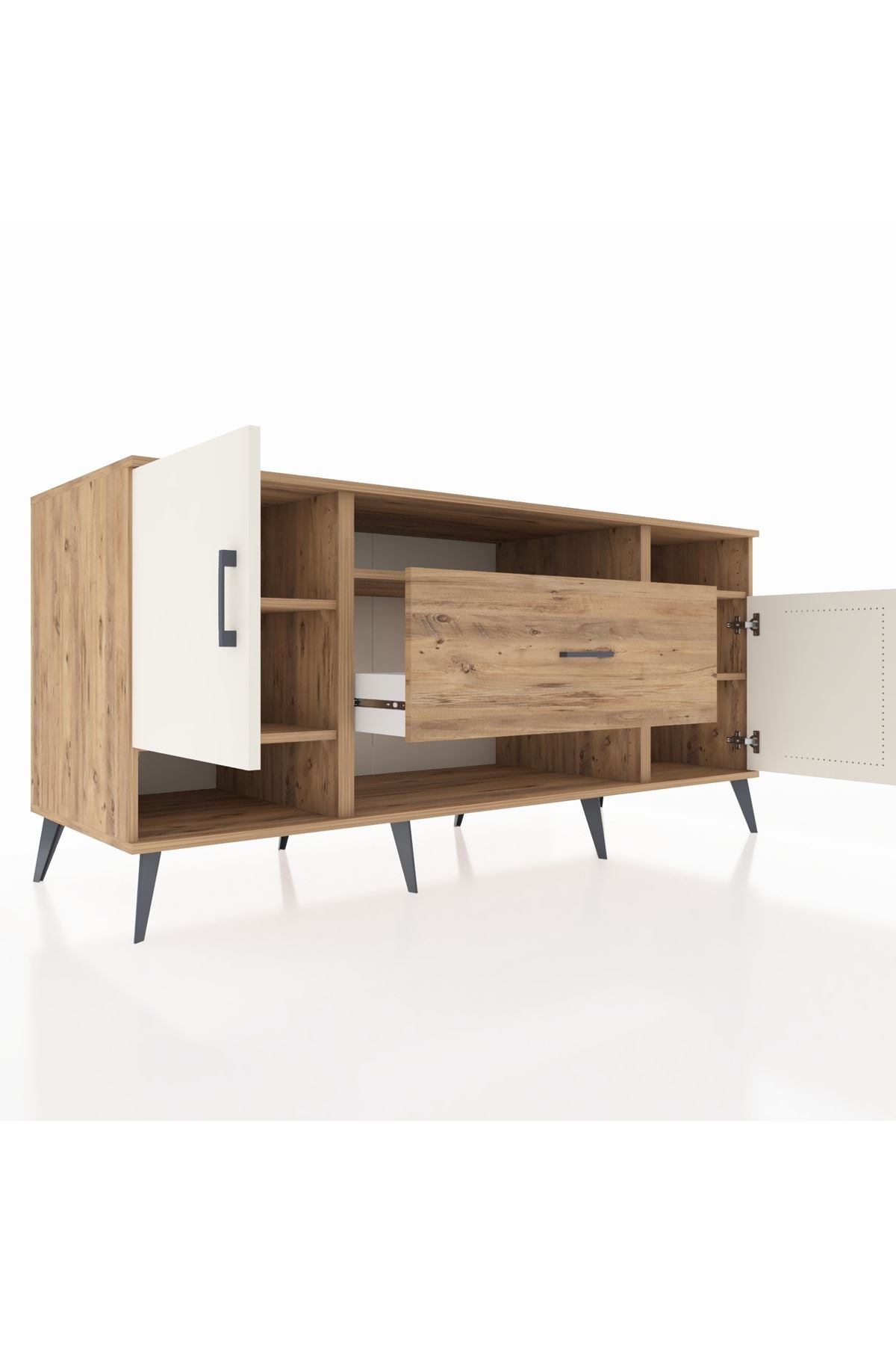 Kronos Konsol 5 Raflı Tek Çekmeceli 2 Kapaklı 176x59x83 - S610M023V24C