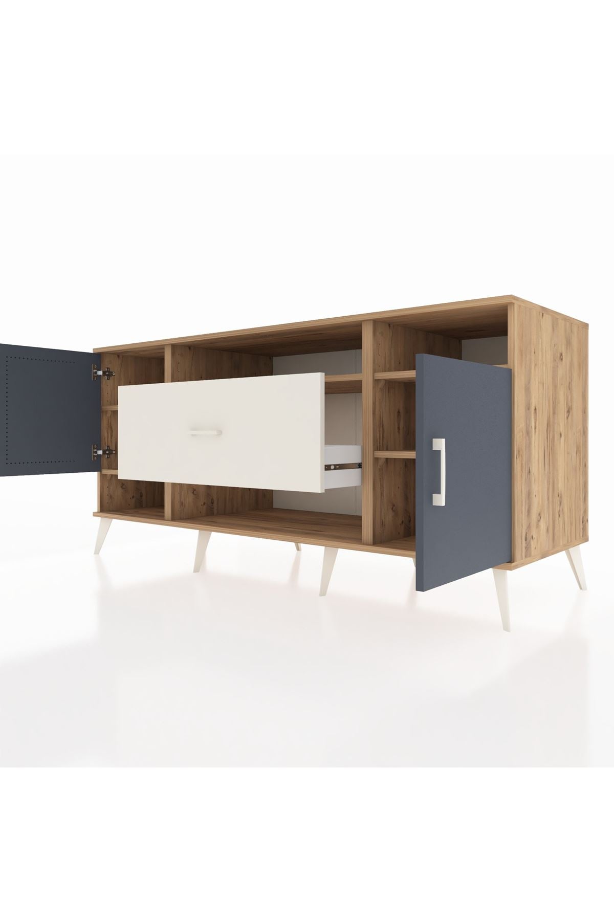 Kronos Konsol 5 Raflı Tek Çekmeceli 2 Kapaklı 176x59x83 - S610M023V25C