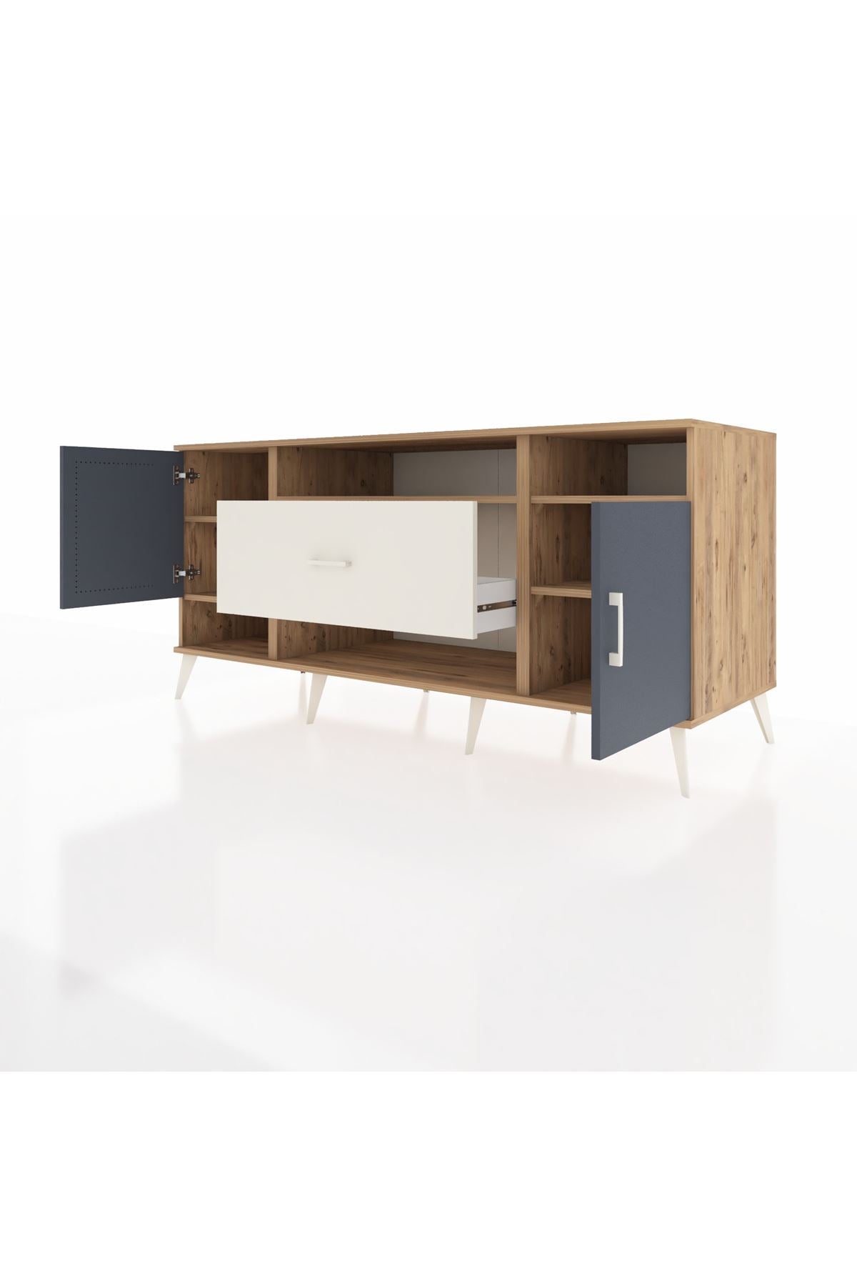 Kronos Konsol 5 Raflı Tek Çekmeceli 2 Kapaklı 176x59x83 - S610M023V25C