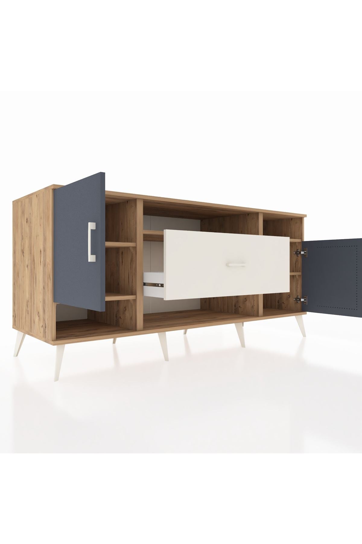 Kronos Konsol 5 Raflı Tek Çekmeceli 2 Kapaklı 176x59x83 - S610M023V25C