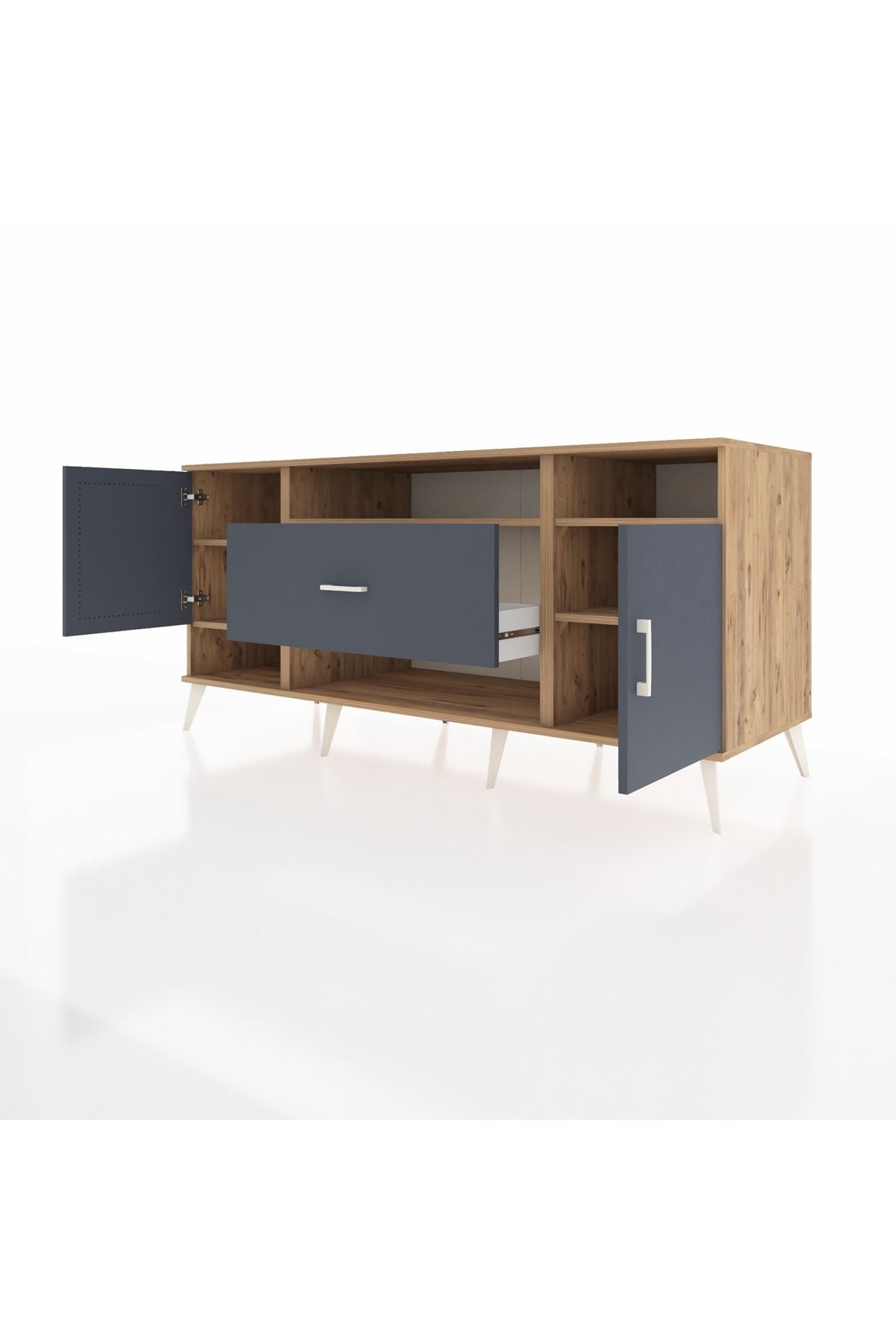 Kronos Konsol 5 Raflı Tek Çekmeceli 2 Kapaklı 176x59x83 - S610M023V26C