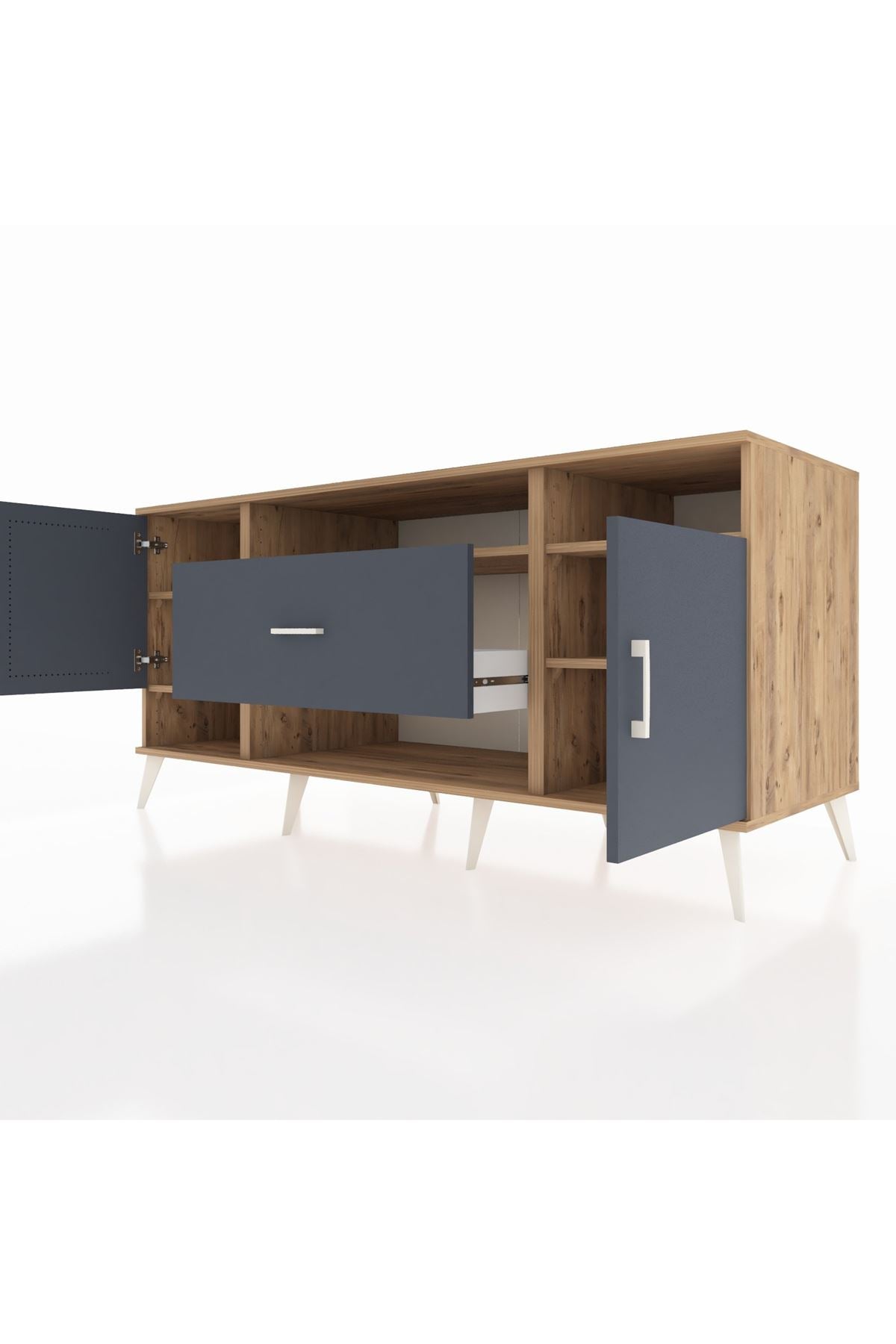 Kronos Konsol 5 Raflı Tek Çekmeceli 2 Kapaklı 176x59x83 - S610M023V26C