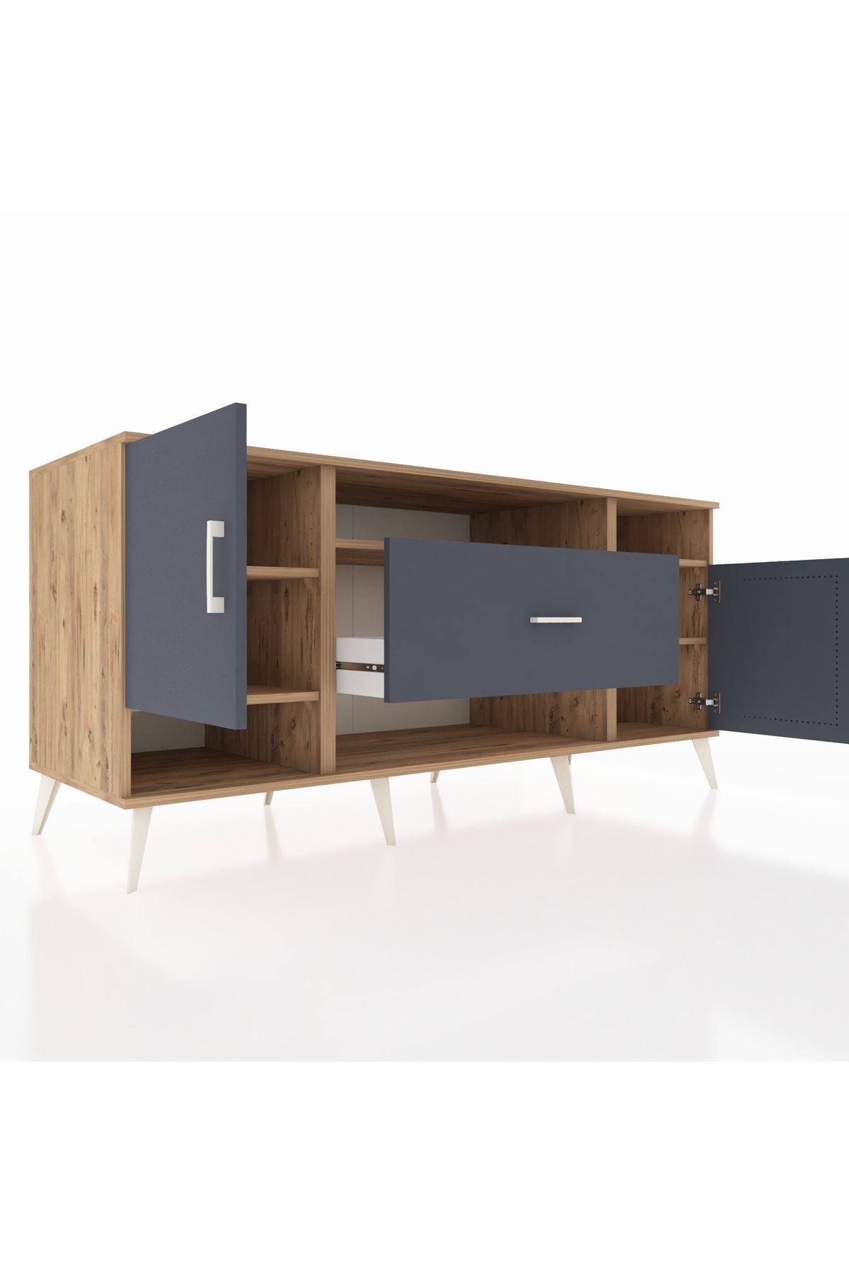 Kronos Konsol 5 Raflı Tek Çekmeceli 2 Kapaklı 176x59x83 - S610M023V26C