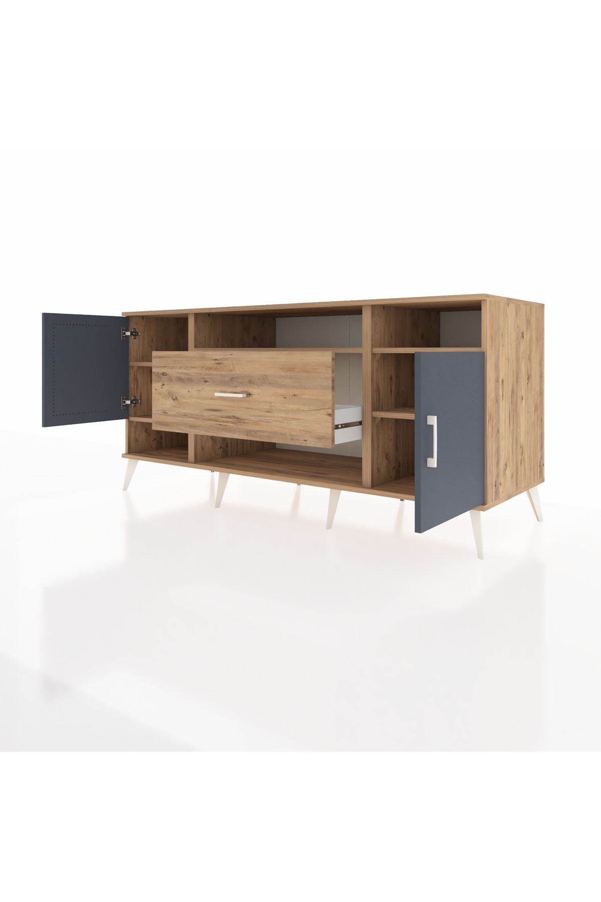 Kronos Konsol 5 Raflı Tek Çekmeceli 2 Kapaklı 176x59x83 - S610M023V27C