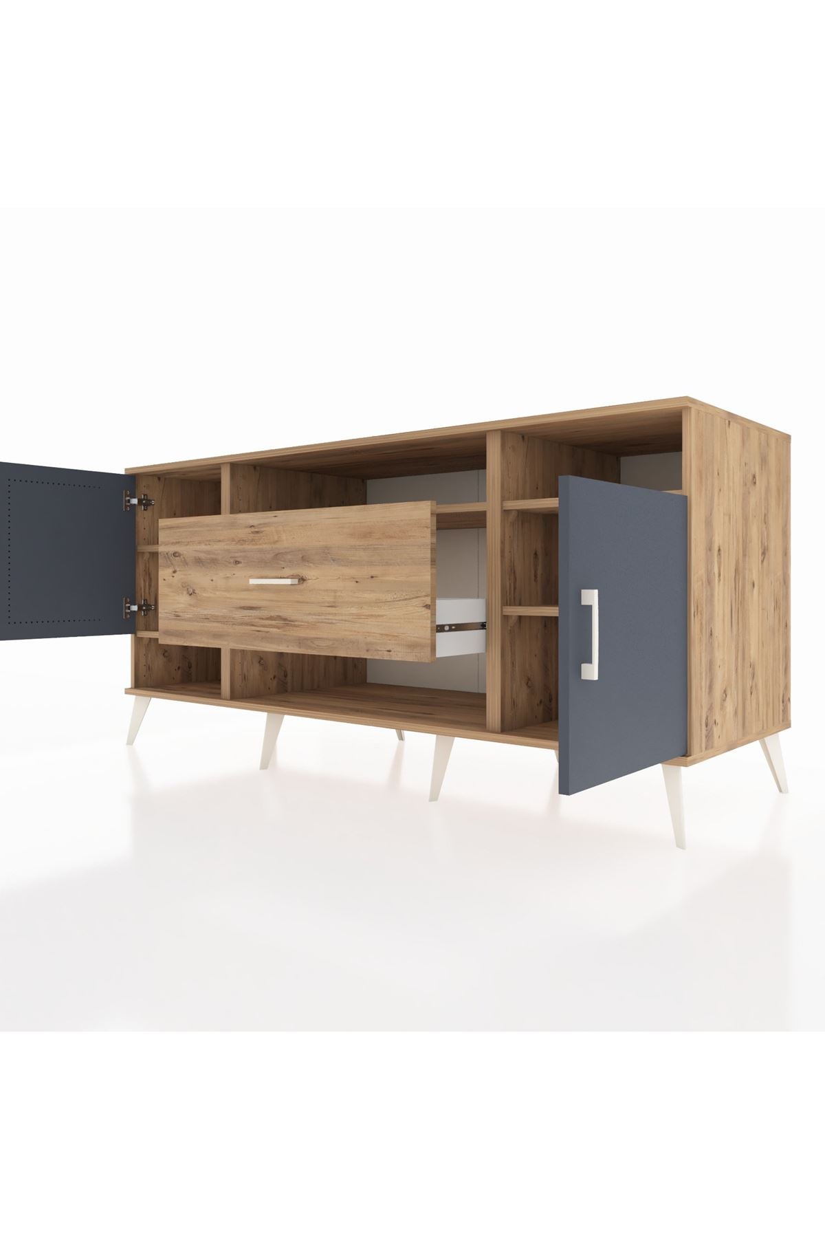 Kronos Konsol 5 Raflı Tek Çekmeceli 2 Kapaklı 176x59x83 - S610M023V27C