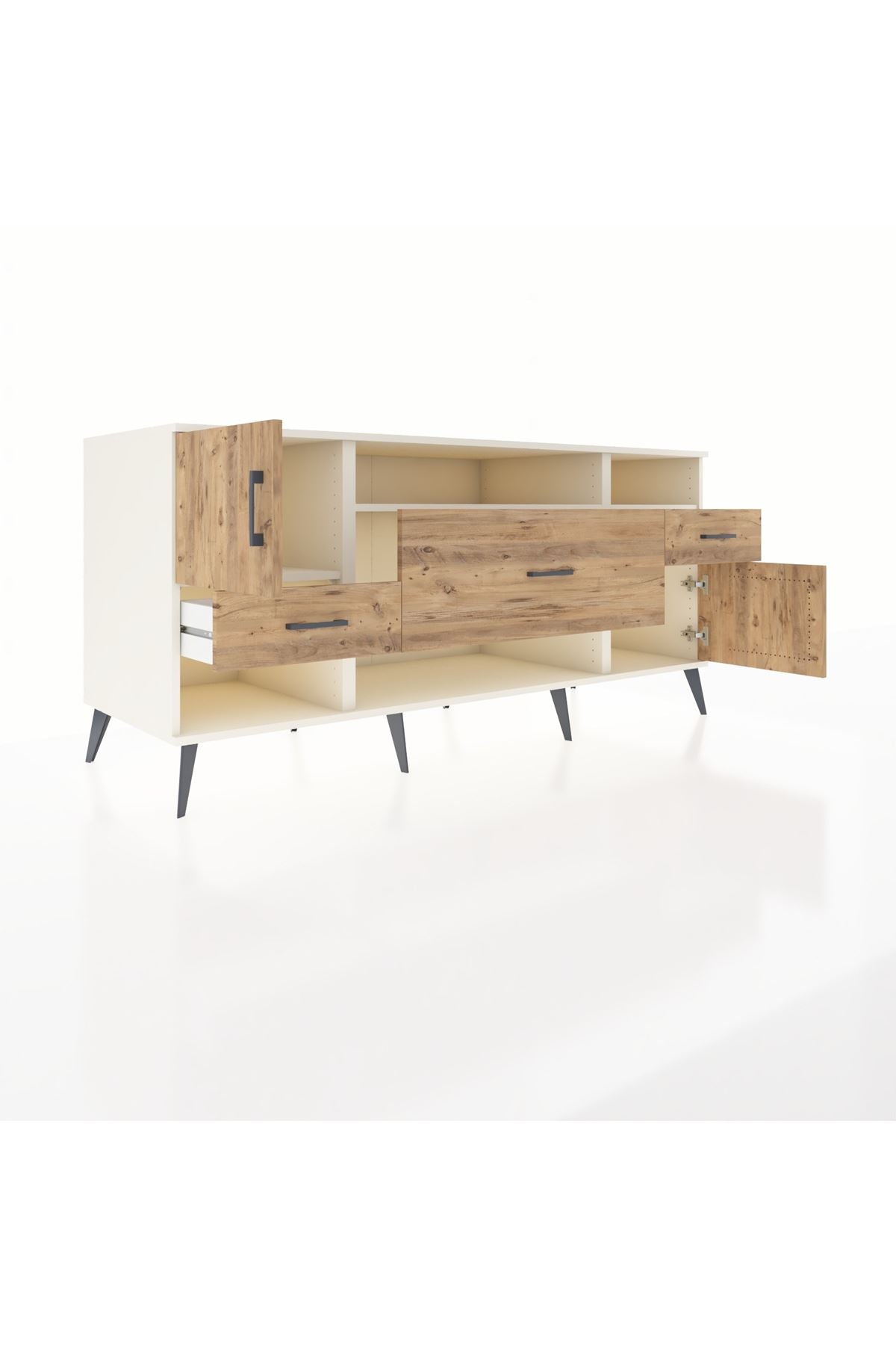 Kronos Konsol 3 Raflı 3 Çekmeceli 2 Kapaklı 176x59x83 - S610M024V03C