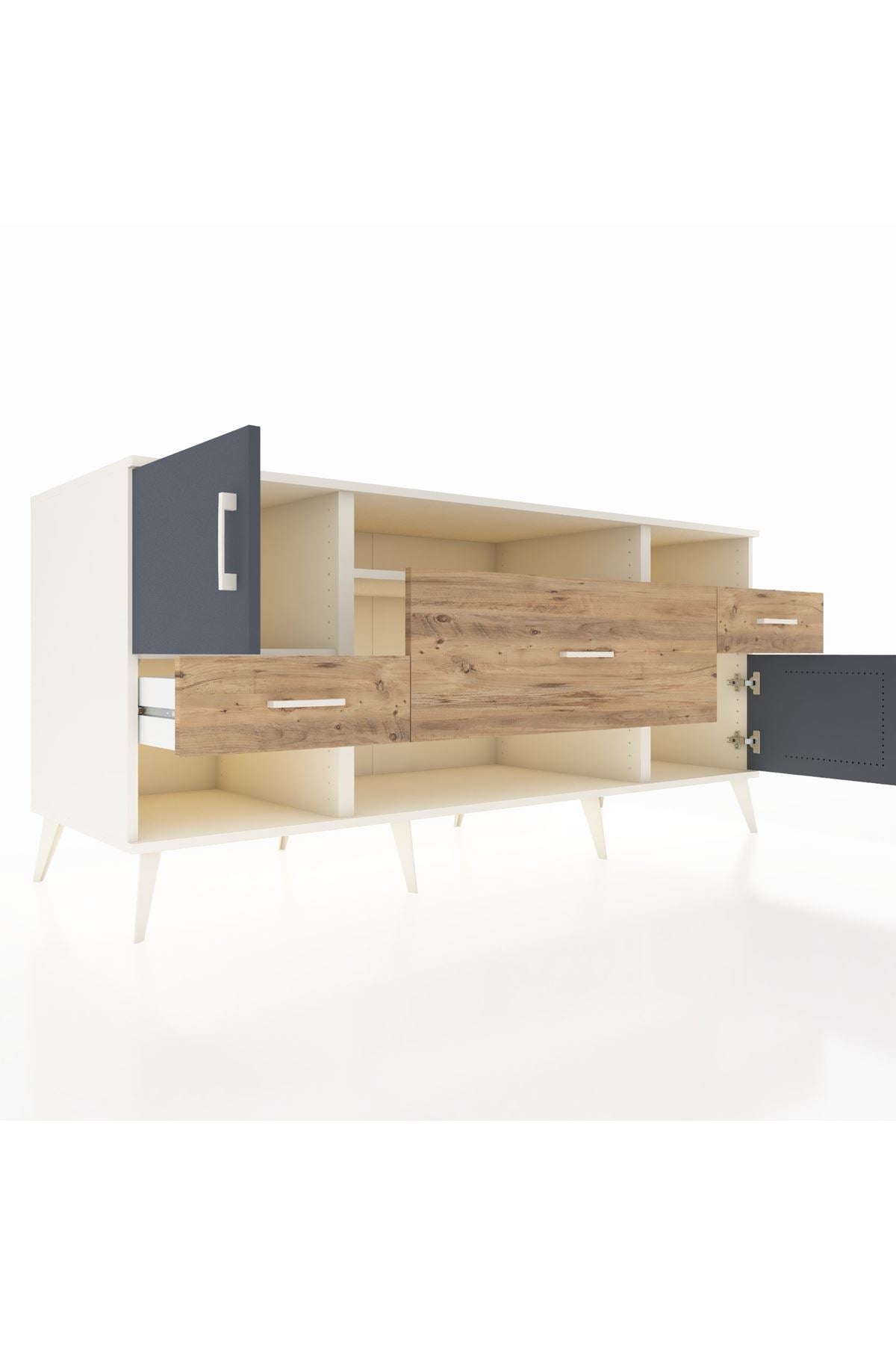 Kronos Konsol 3 Raflı 3 Çekmeceli 2 Kapaklı 176x59x83 - S610M024V09C