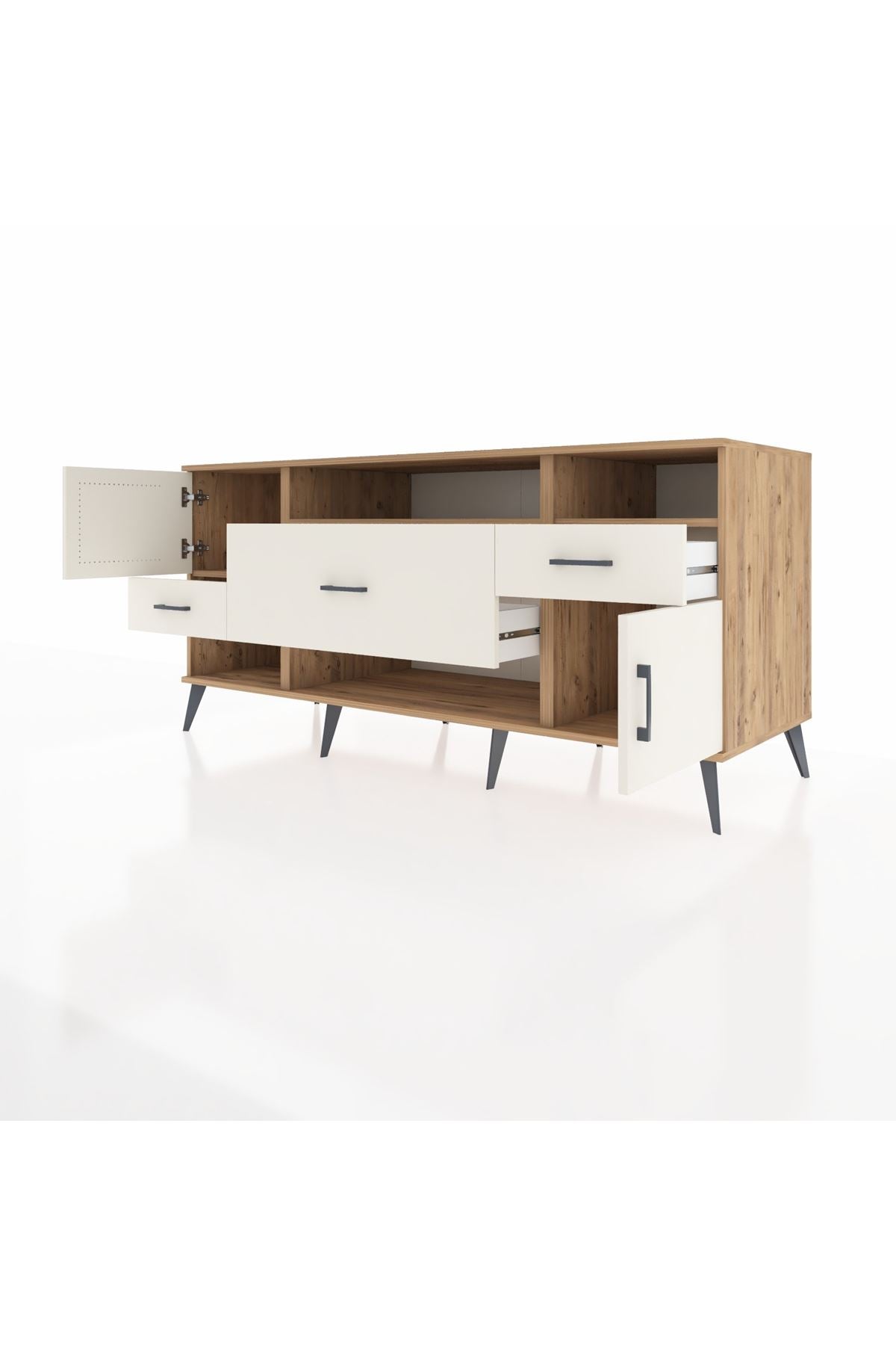 Kronos Konsol 3 Raflı 3 Çekmeceli 2 Kapaklı 176x59x83 - S610M024V22C