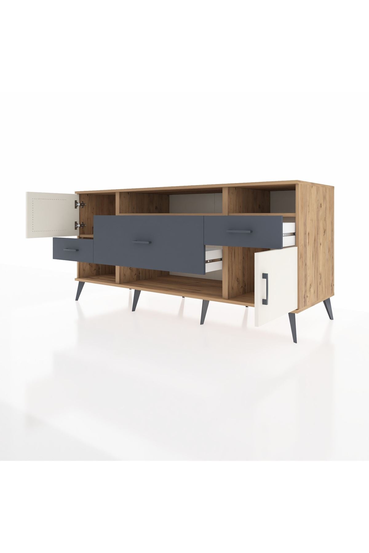 Kronos Konsol 3 Raflı 3 Çekmeceli 2 Kapaklı 176x59x83 - S610M024V23C