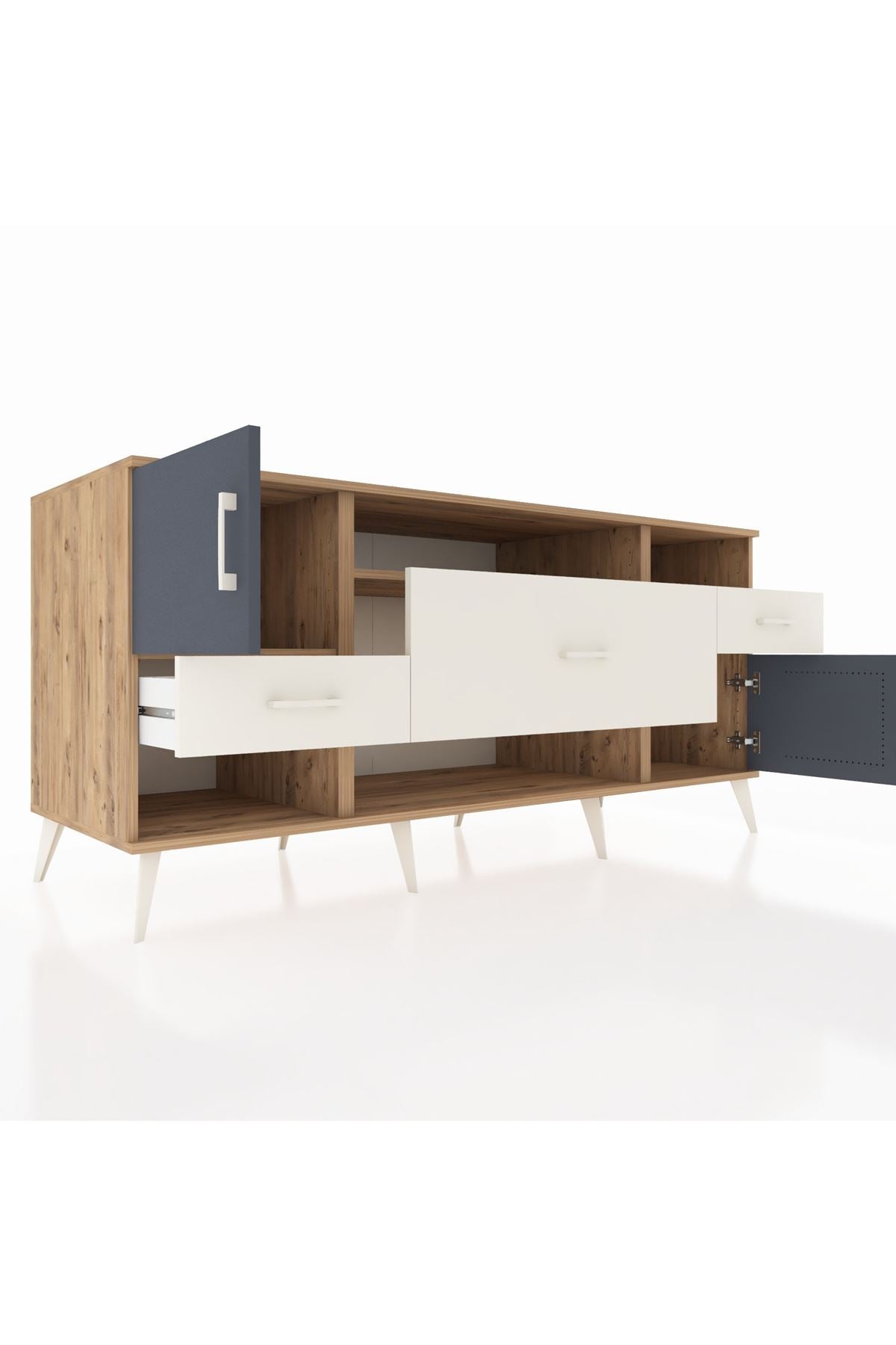 Kronos Konsol 3 Raflı 3 Çekmeceli 2 Kapaklı 176x59x83 - S610M024V25C