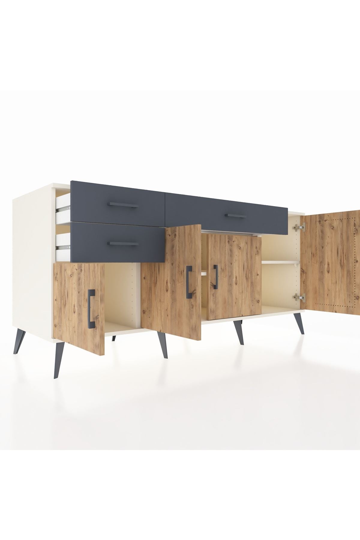 Kronos Konsol 3 Raflı 3 Çekmeceli 4 Kapaklı 176x59x83 - S610M025V02C