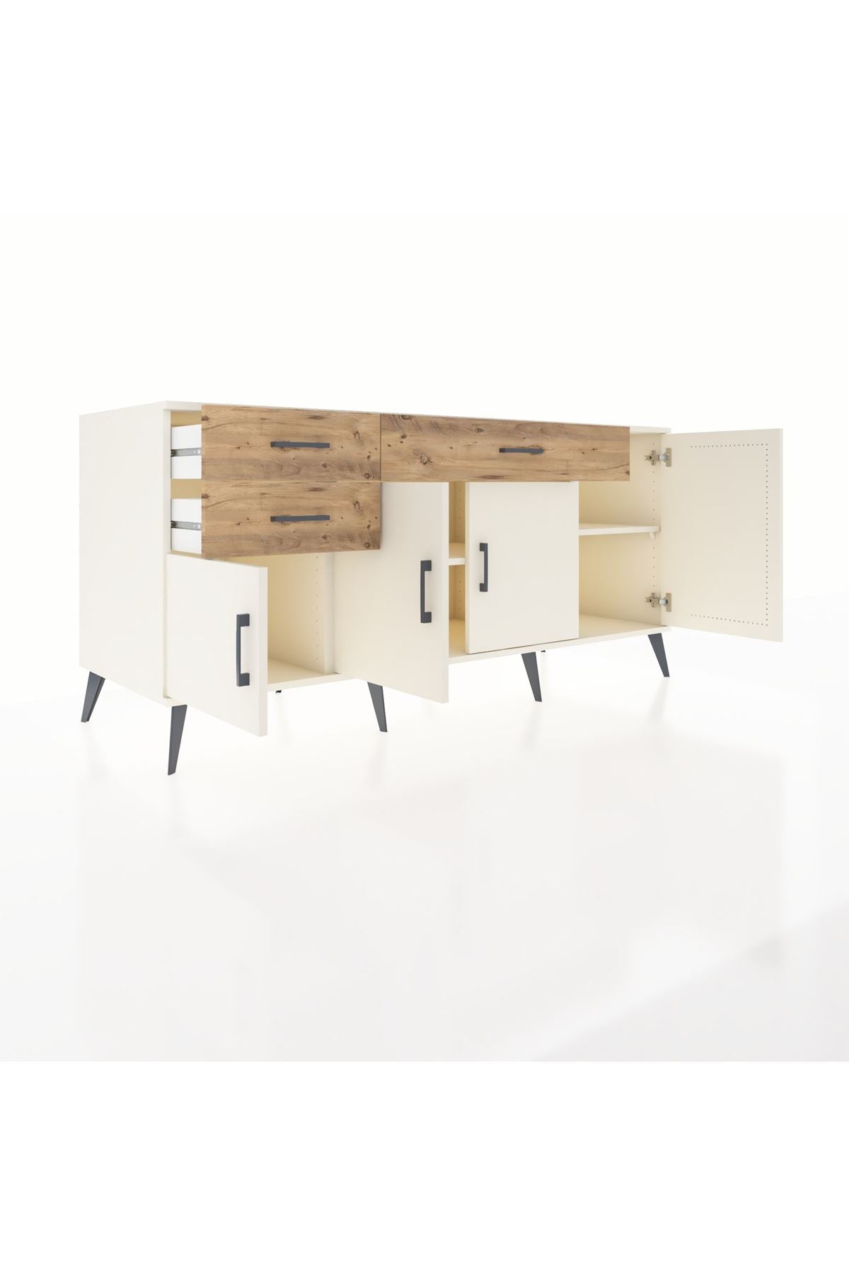 Kronos Konsol 3 Raflı 3 Çekmeceli 4 Kapaklı 176x59x83 - S610M025V06C