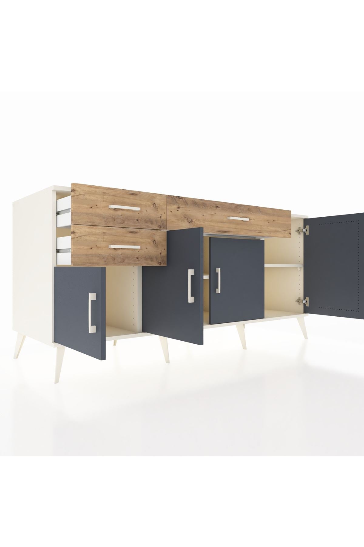 Kronos Konsol 3 Raflı 3 Çekmeceli 4 Kapaklı 176x59x83 - S610M025V09C